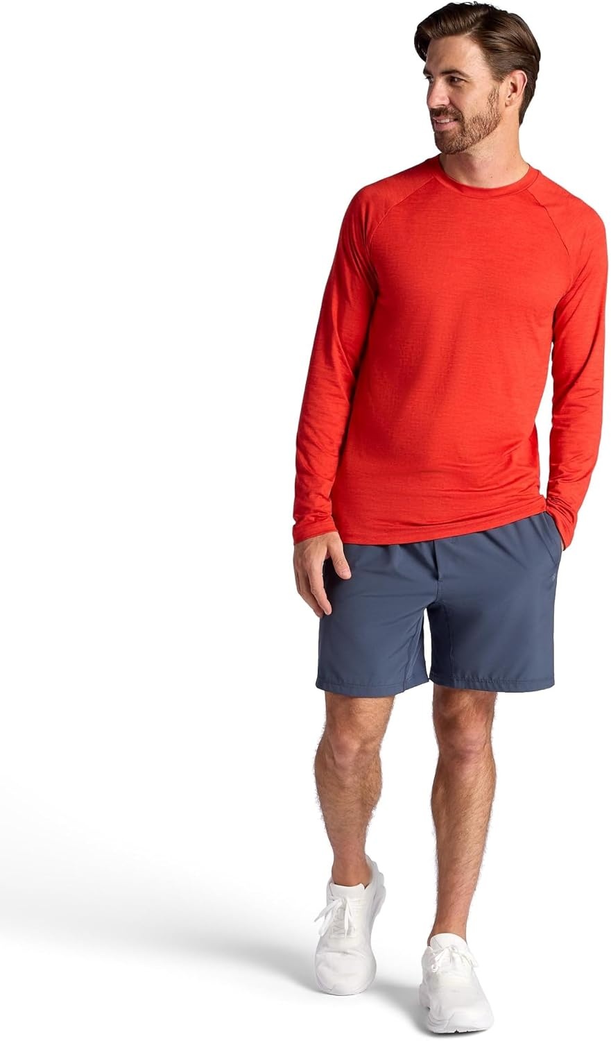 image:imageGaiam Mens Everyday Basic Long Sleeve Crewneck Top Standard Fit Stretch Midweight MaterialMolten Lava Heather