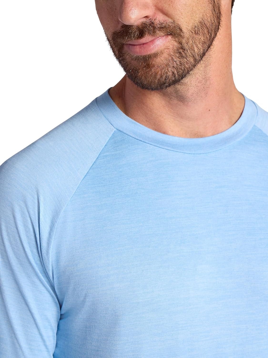 image:imageGaiam Mens Everyday Basic Long Sleeve Crewneck Top Standard Fit Stretch Midweight MaterialPlacid Blue Heather