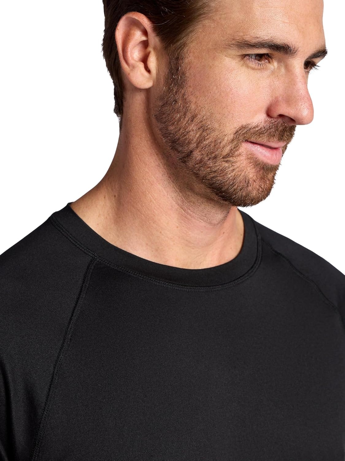 image:imageGaiam Mens Everyday Basic Raglan Top Standard Fit Stretch Midweight Jersey MaterialBlack
