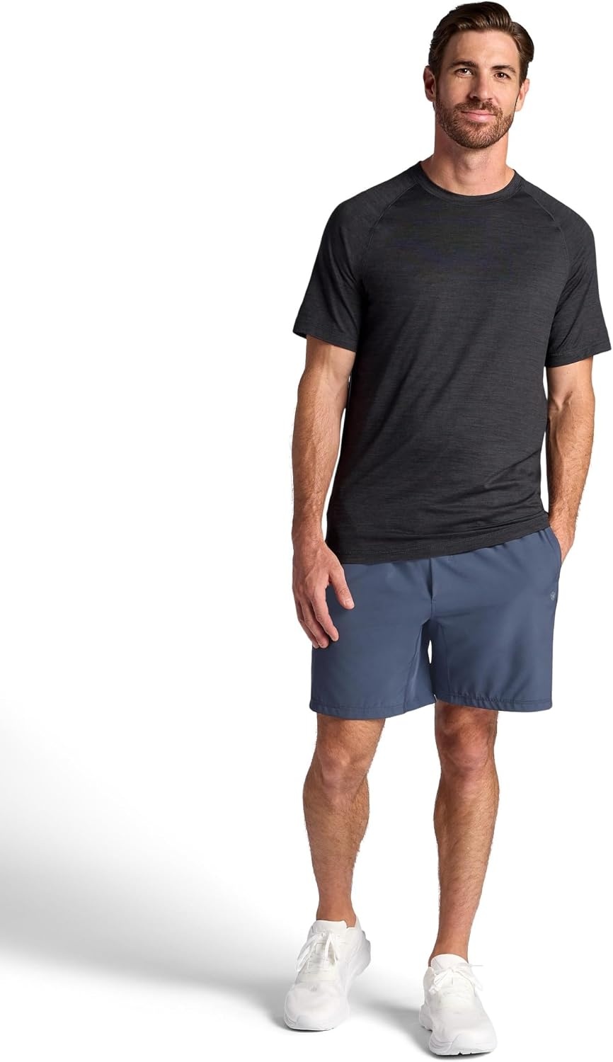 image:imageGaiam Mens Everyday Basic Raglan Top Standard Fit Stretch Midweight Jersey MaterialBlack Heather