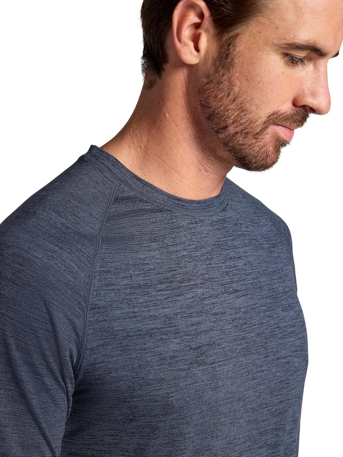 image:imageGaiam Mens Everyday Basic Raglan Top Standard Fit Stretch Midweight Jersey MaterialCool Grey Heather