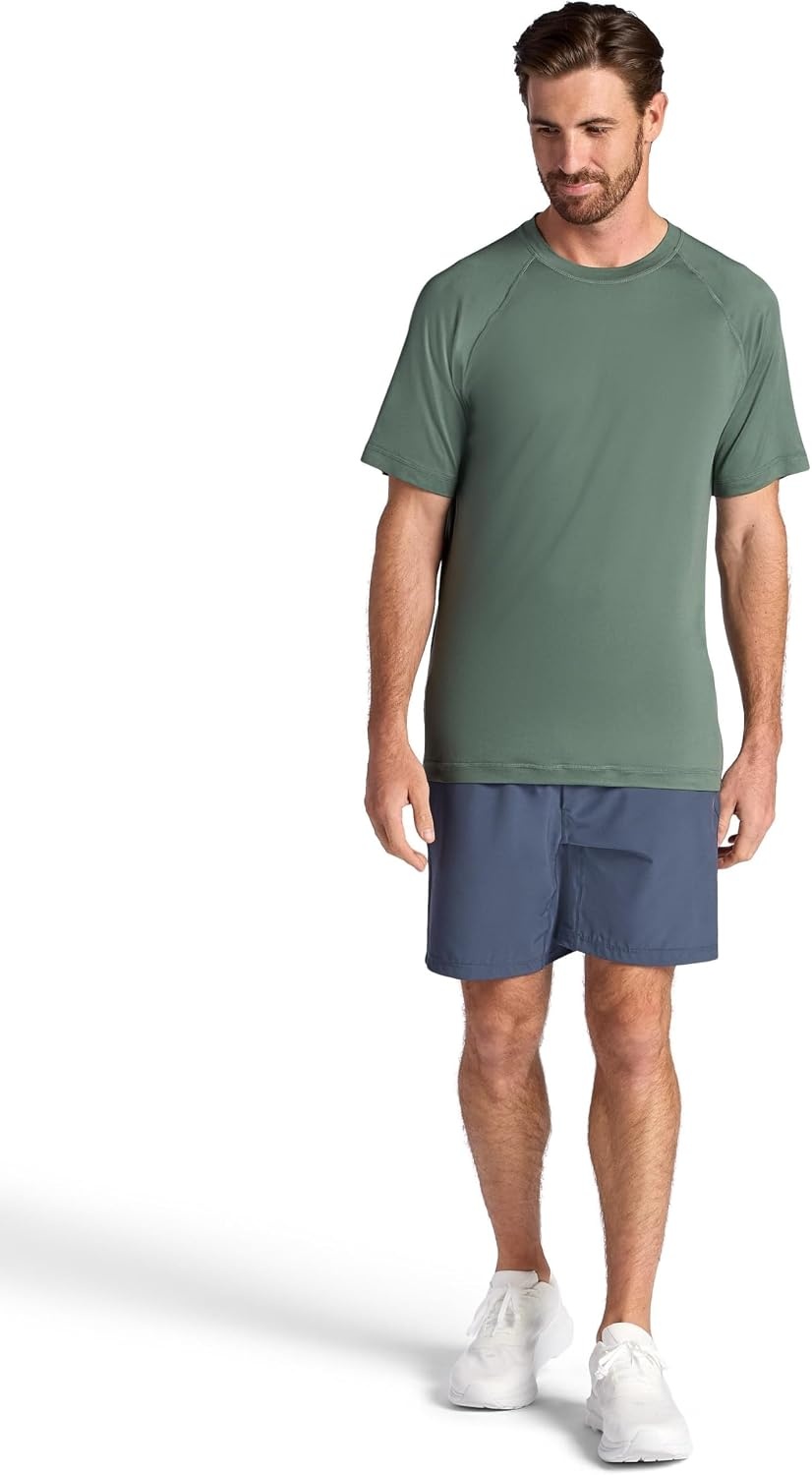 image:imageGaiam Mens Everyday Basic Raglan Top Standard Fit Stretch Midweight Jersey MaterialDuck Green