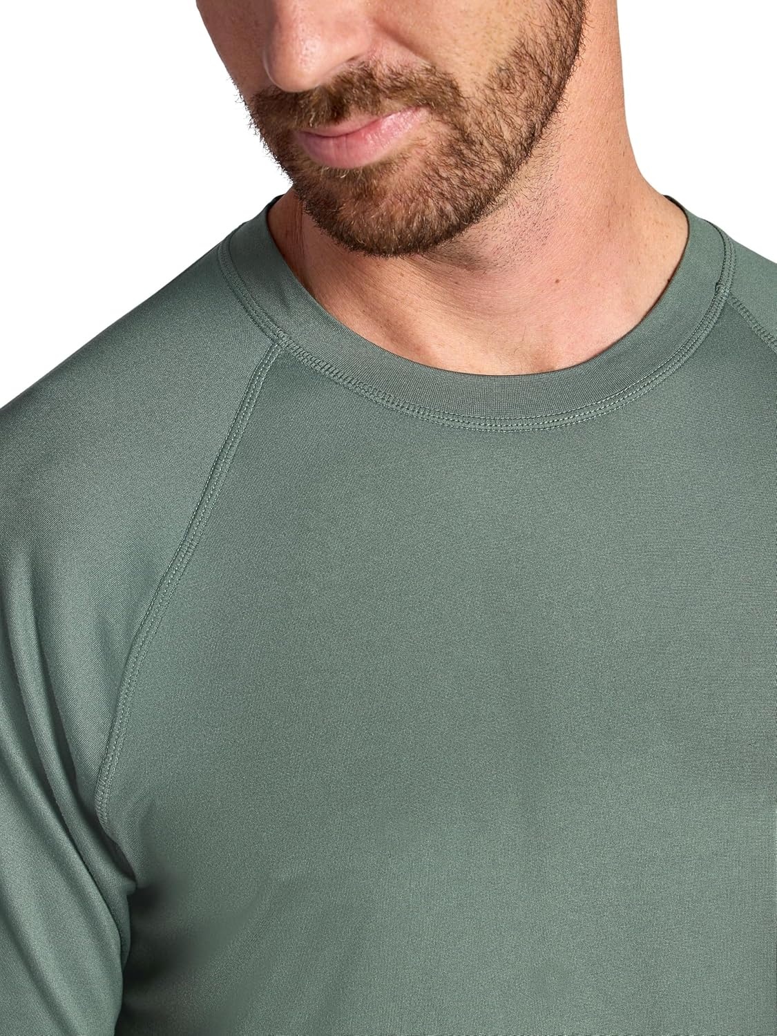 image:imageGaiam Mens Everyday Basic Raglan Top Standard Fit Stretch Midweight Jersey MaterialDuck Green