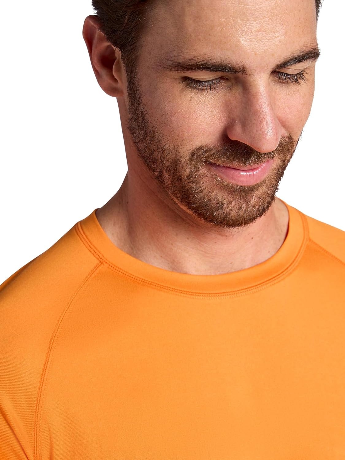 image:imageGaiam Mens Everyday Basic Raglan Top Standard Fit Stretch Midweight Jersey MaterialPersimmon Orange