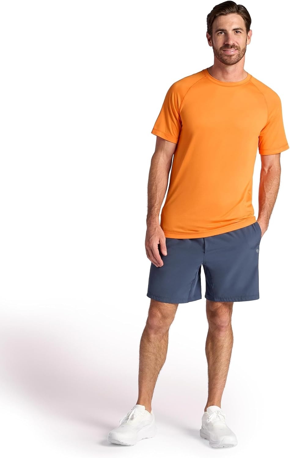 image:imageGaiam Mens Everyday Basic Raglan Top Standard Fit Stretch Midweight Jersey MaterialPersimmon Orange