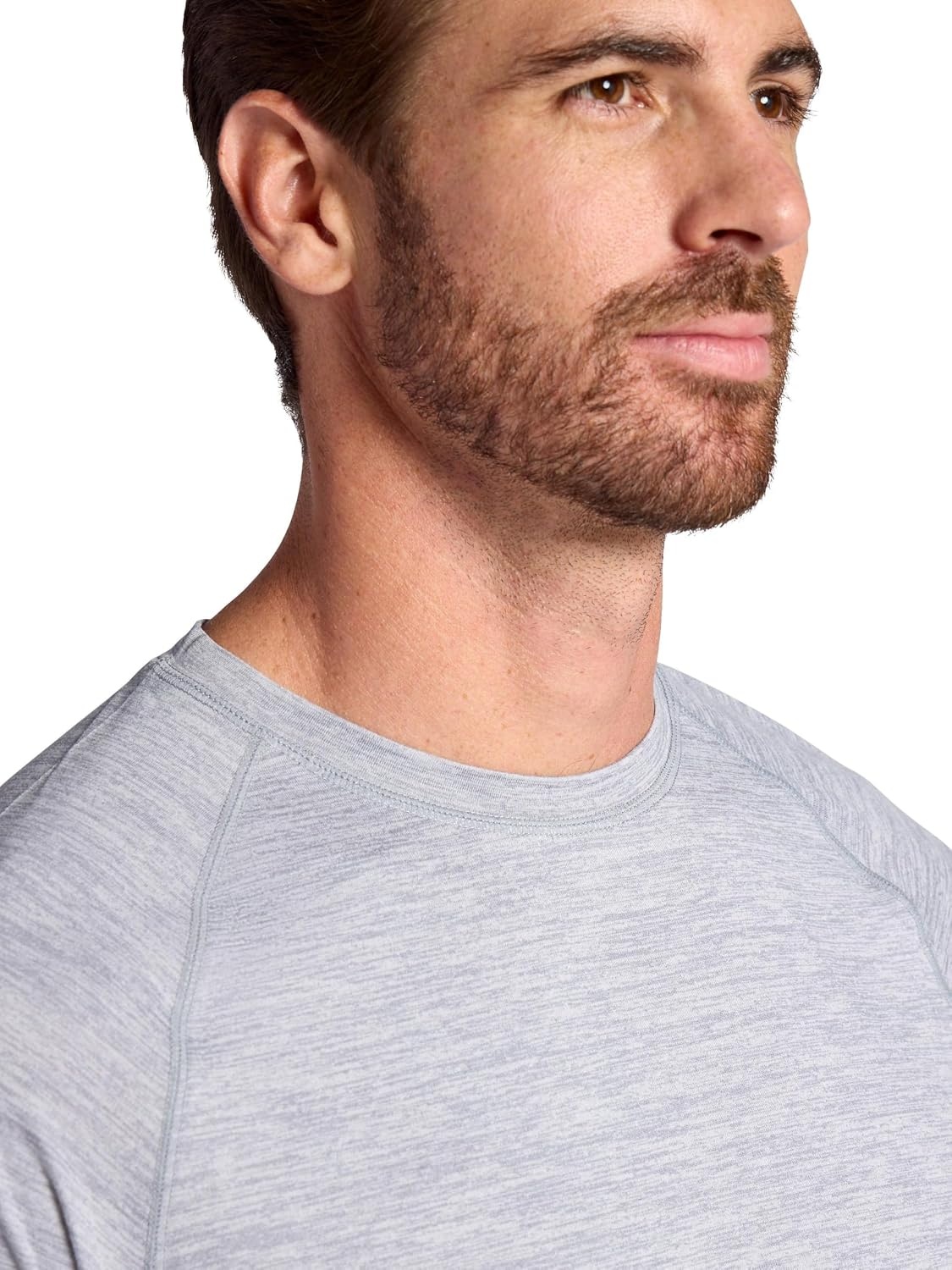 image:imageGaiam Mens Everyday Basic Raglan Top Standard Fit Stretch Midweight Jersey MaterialSleet Heather