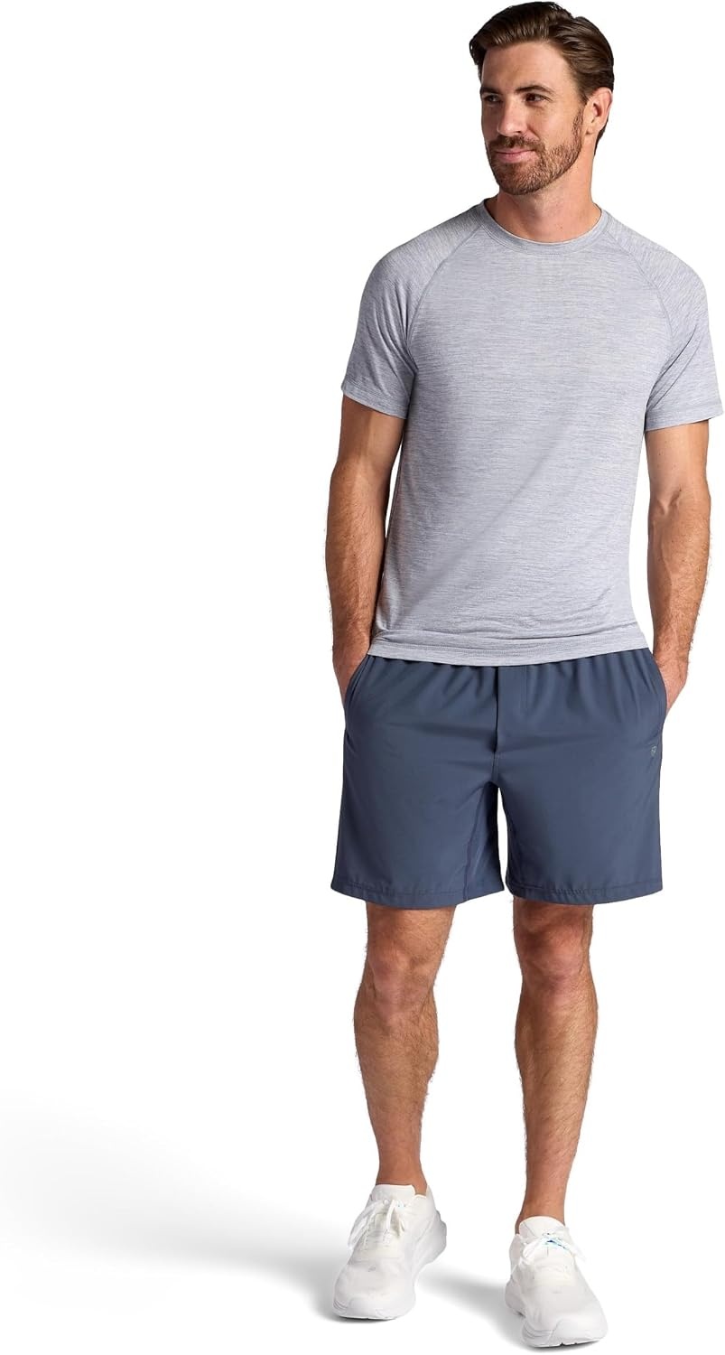 image:imageGaiam Mens Everyday Basic Raglan Top Standard Fit Stretch Midweight Jersey MaterialSleet Heather