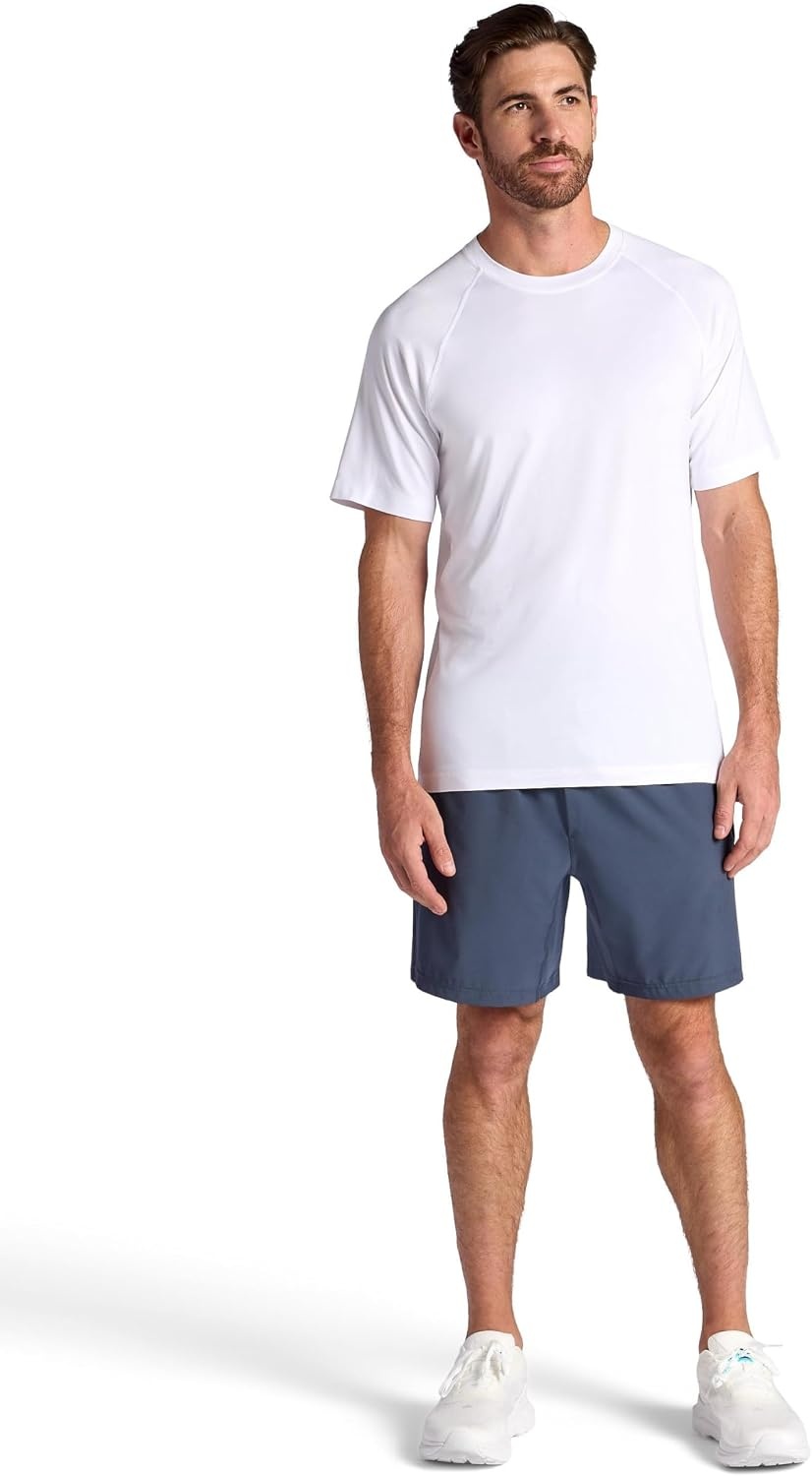 image:imageGaiam Mens Everyday Basic Raglan Top Standard Fit Stretch Midweight Jersey MaterialStark White