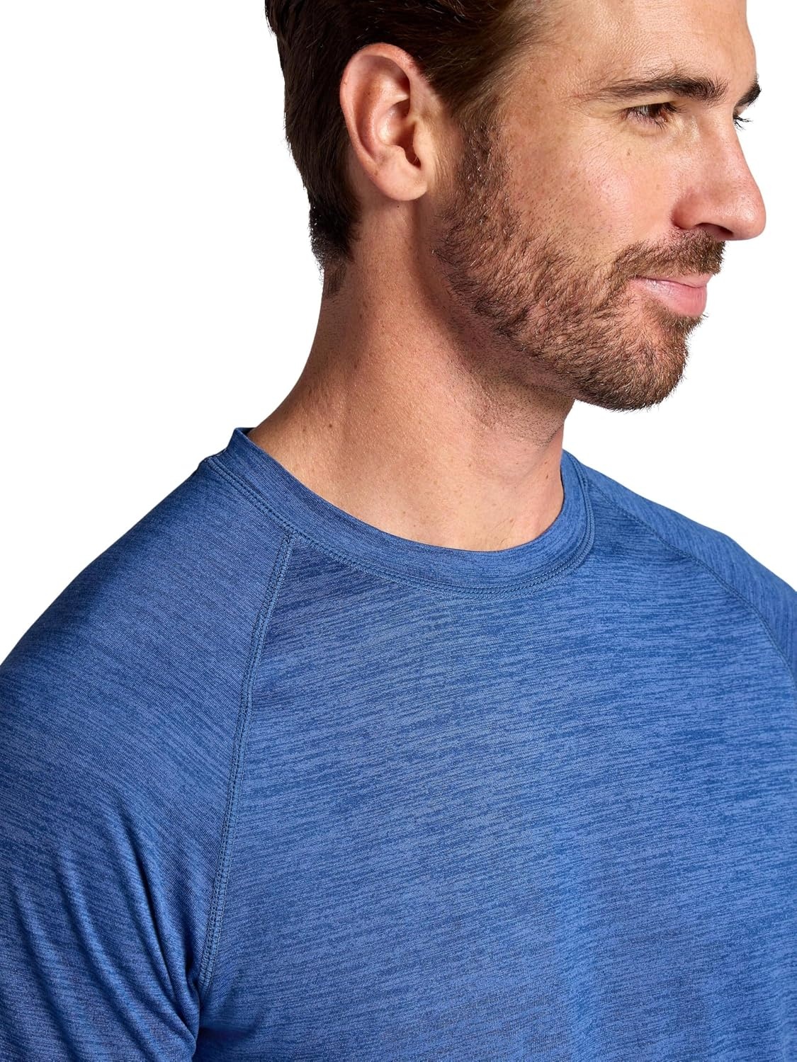 image:imageGaiam Mens Everyday Basic Raglan Top Standard Fit Stretch Midweight Jersey MaterialTrue Navy Heather