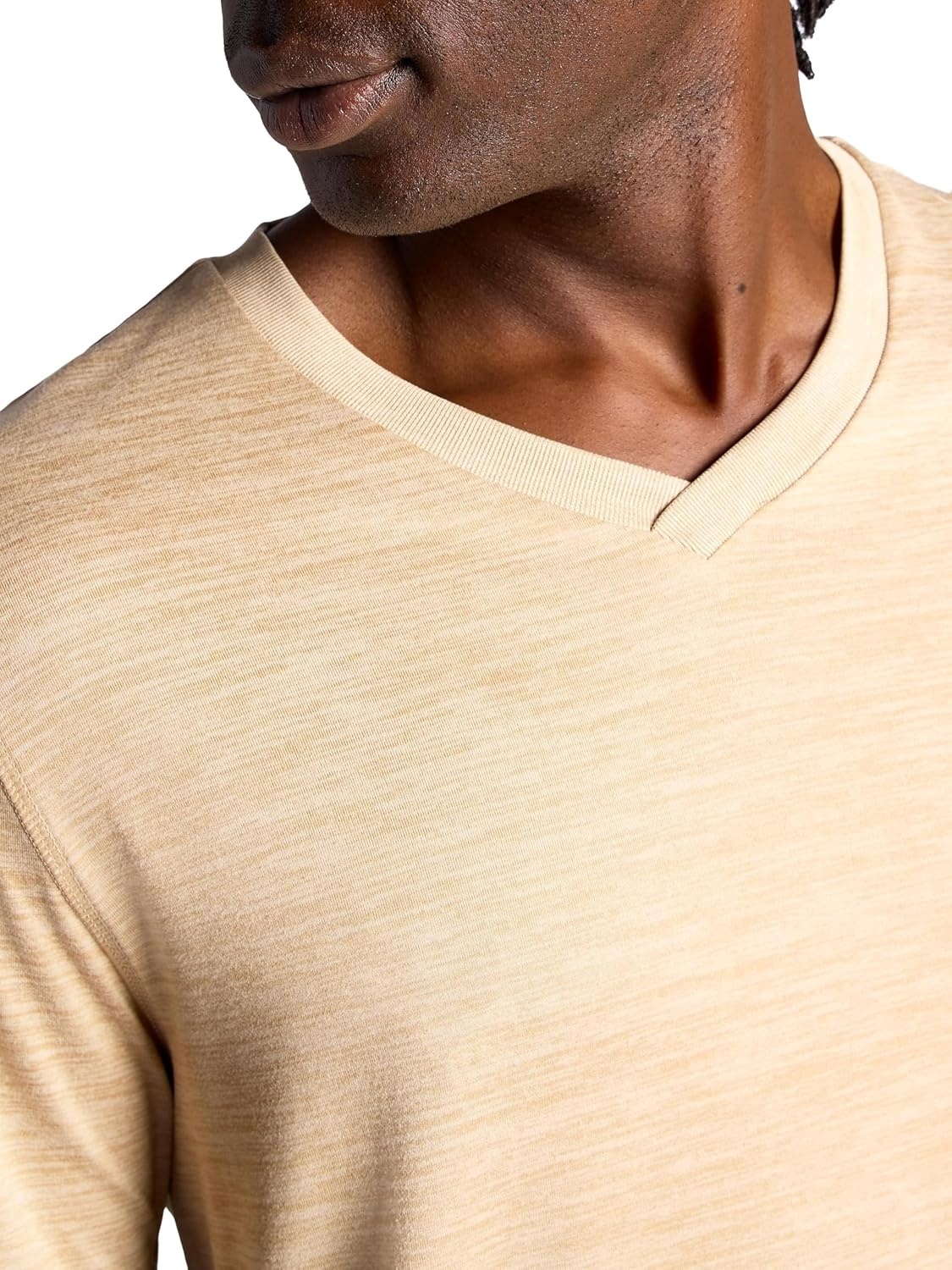 image:imageGaiam Mens Everyday Basic VNeck Top Standard Fit Stretch Midweight MaterialBeige
