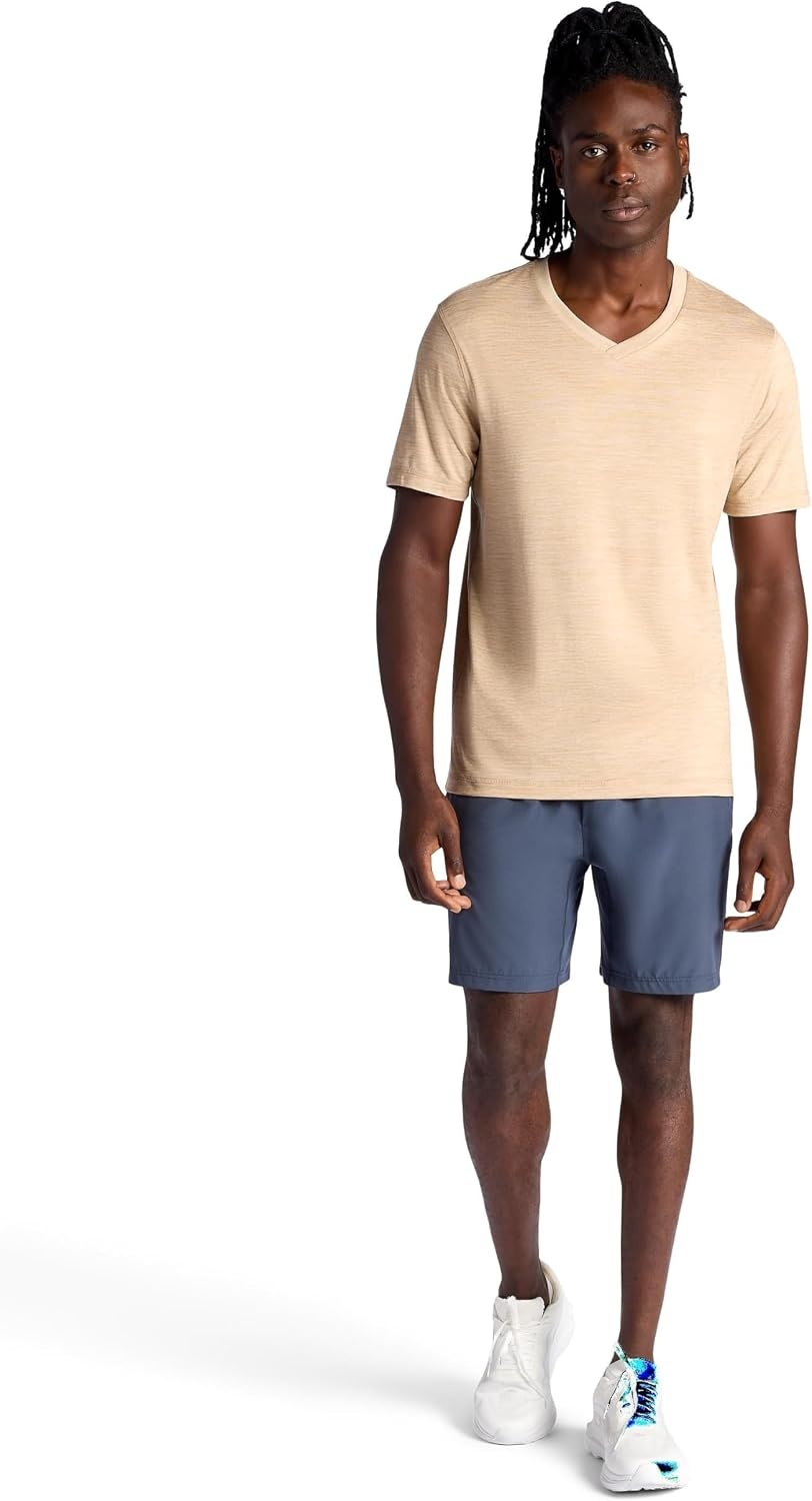 image:imageGaiam Mens Everyday Basic VNeck Top Standard Fit Stretch Midweight MaterialBeige