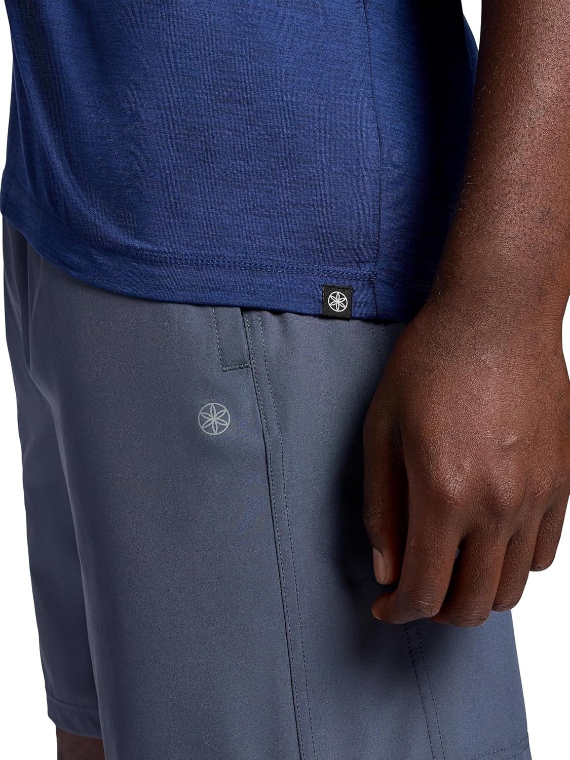 image:imageGaiam Mens Everyday Basic VNeck Top Standard Fit Stretch Midweight MaterialMedieval Blue Heather
