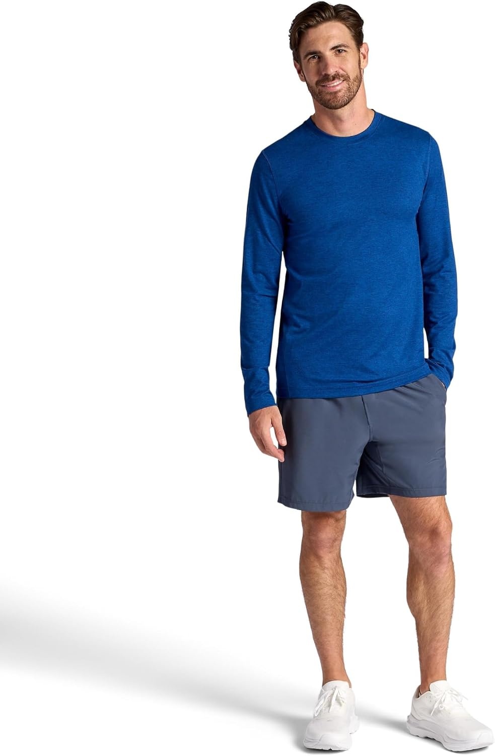 image:imageGaiam Mens Long Sleeve Crewneck Top Standard Fit Stretch Midweight MaterialLimoges Heather Intent