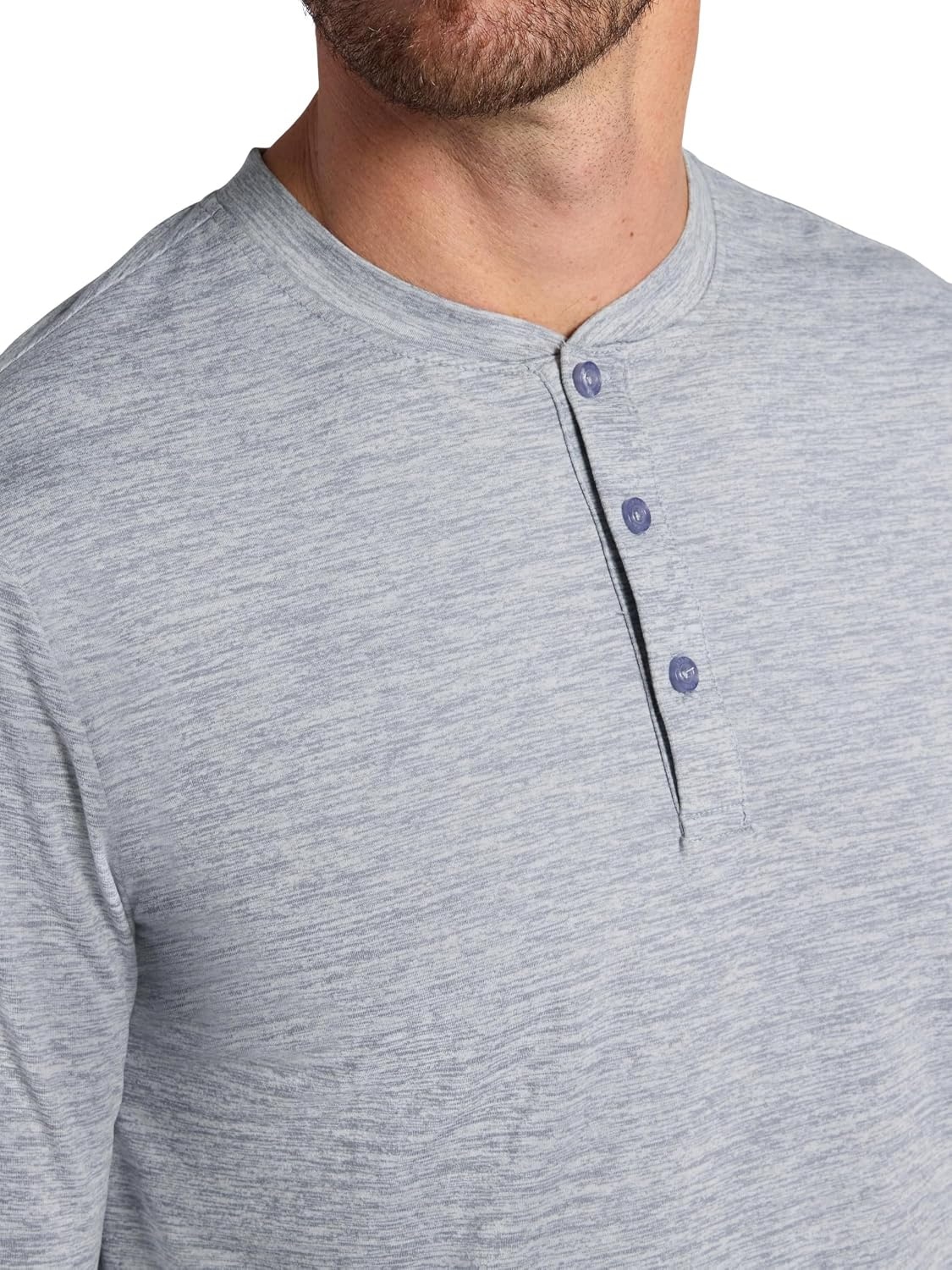 image:imageGaiam Mens Long Sleeve Henley Shirt Standard Fit Stretch Midweight MaterialSleet Heather Bliss Balance