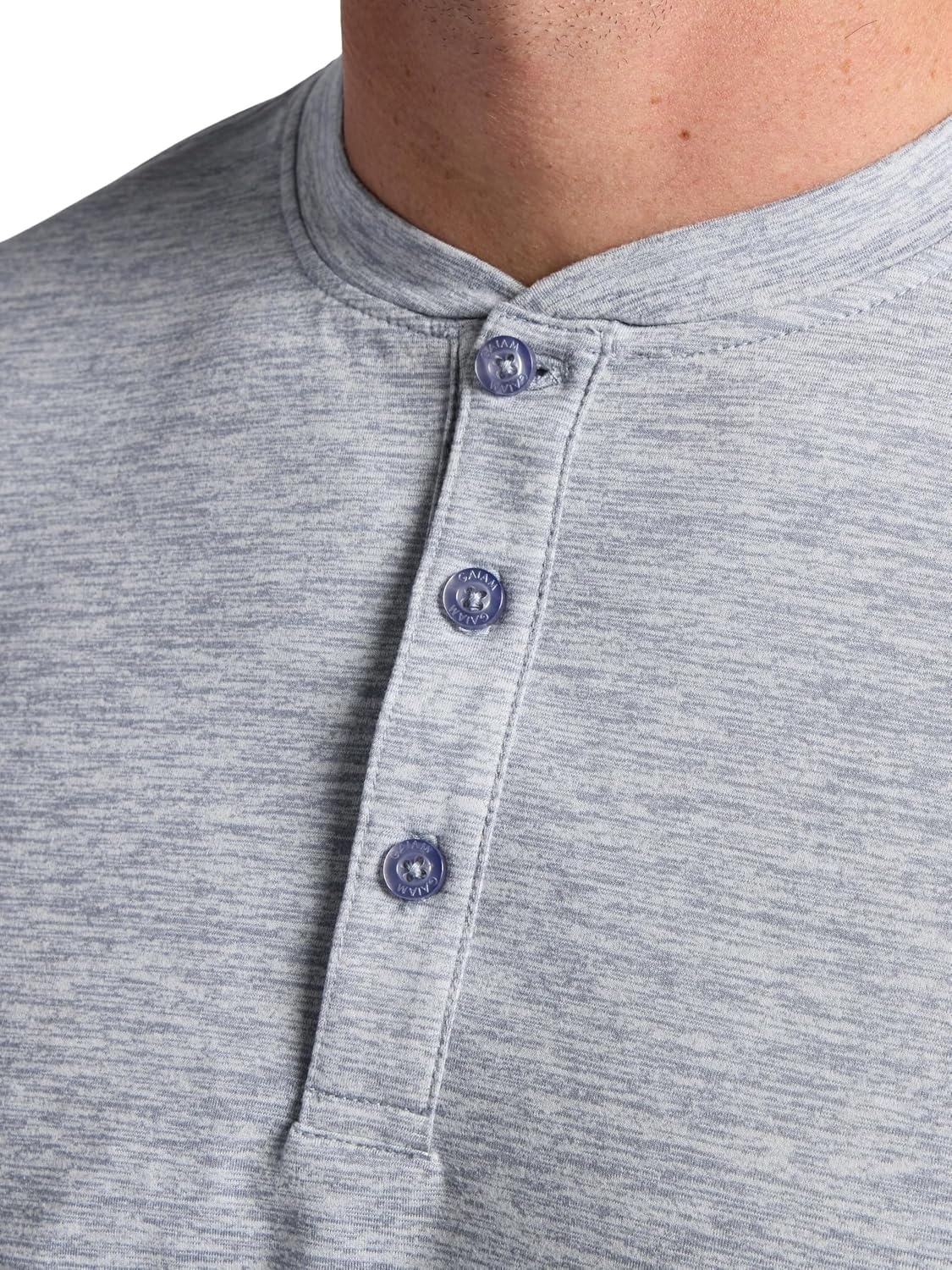 image:imageGaiam Mens Long Sleeve Henley Shirt Standard Fit Stretch Midweight MaterialSleet Heather Bliss Balance