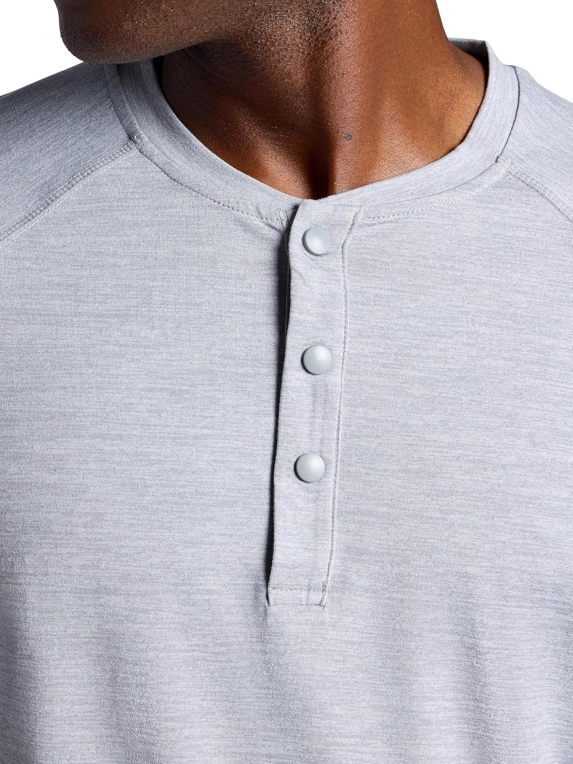 image:imageGaiam Mens Long Sleeve Henley Shirt Standard Fit Stretch Midweight MaterialSleet Heather Commuter