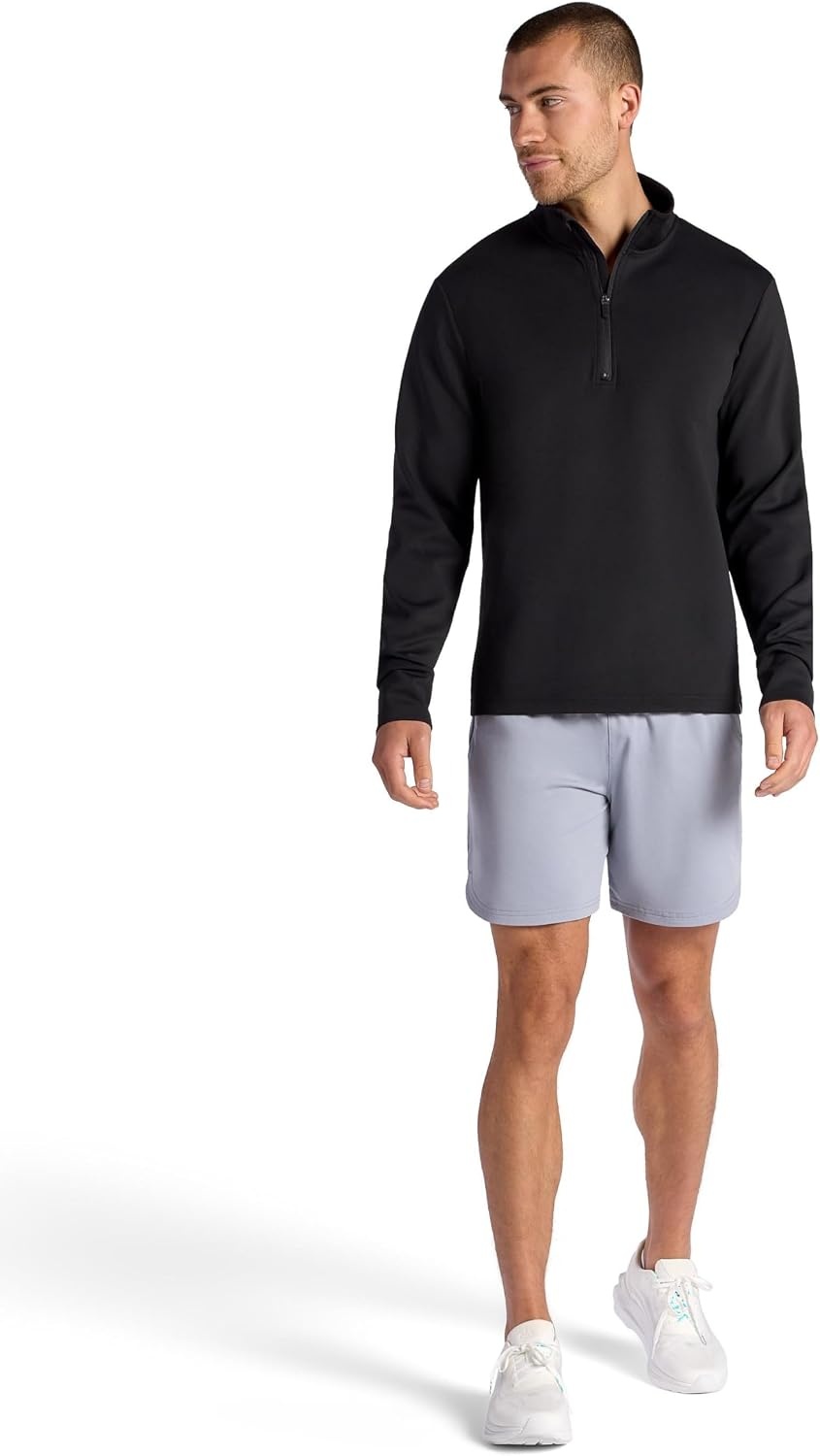 image:imageGaiam Mens Recovery Long Sleeve QuarterZip Standard Fit Midweight Breathable MaterialBlack