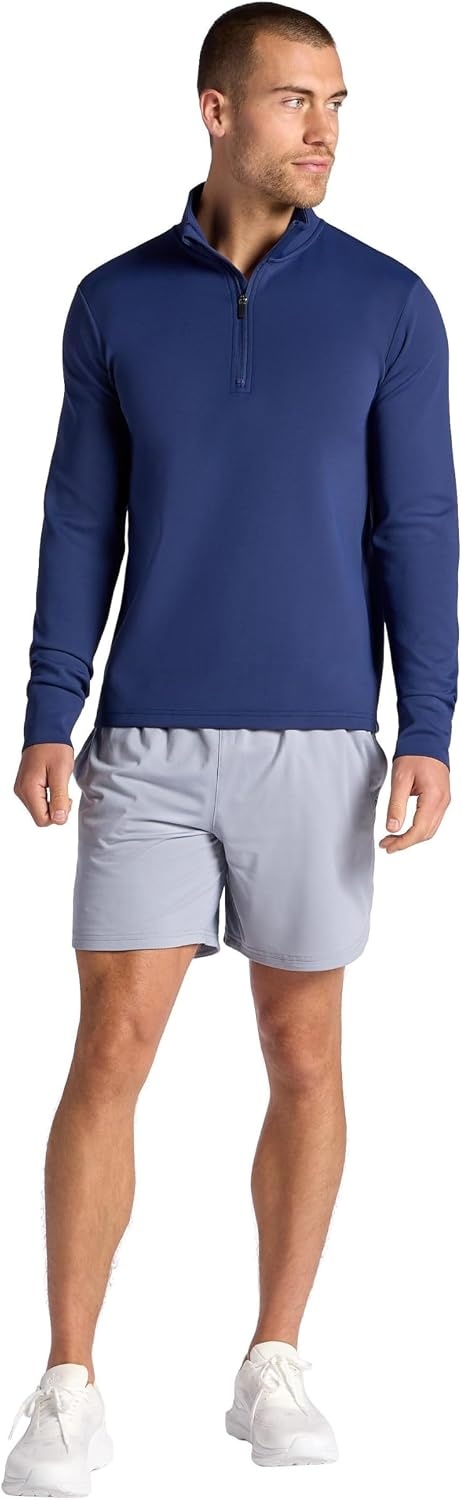 image:imageGaiam Mens Recovery Long Sleeve QuarterZip Standard Fit Midweight Breathable MaterialMedieval Blue