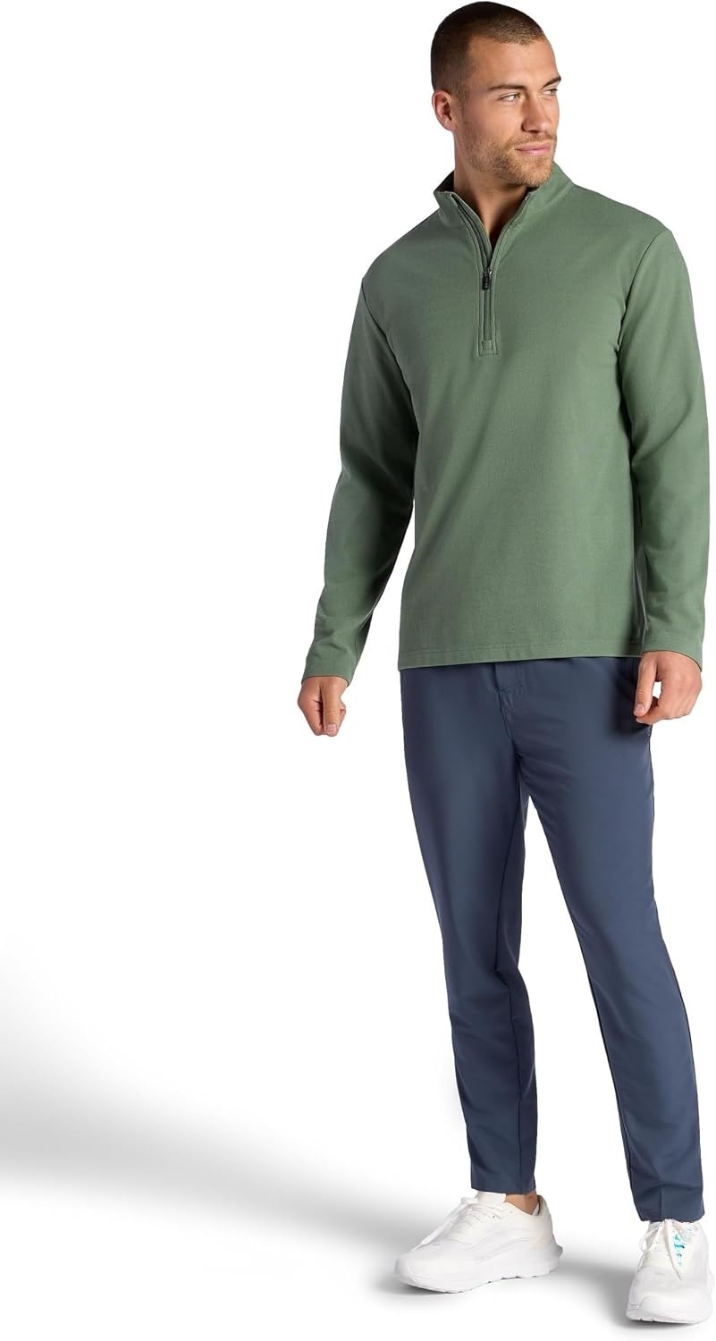 image:imageGaiam Mens Reform Long Sleeve Quarterzip Standard Fit Stretch Midweight MaterialDuck Green
