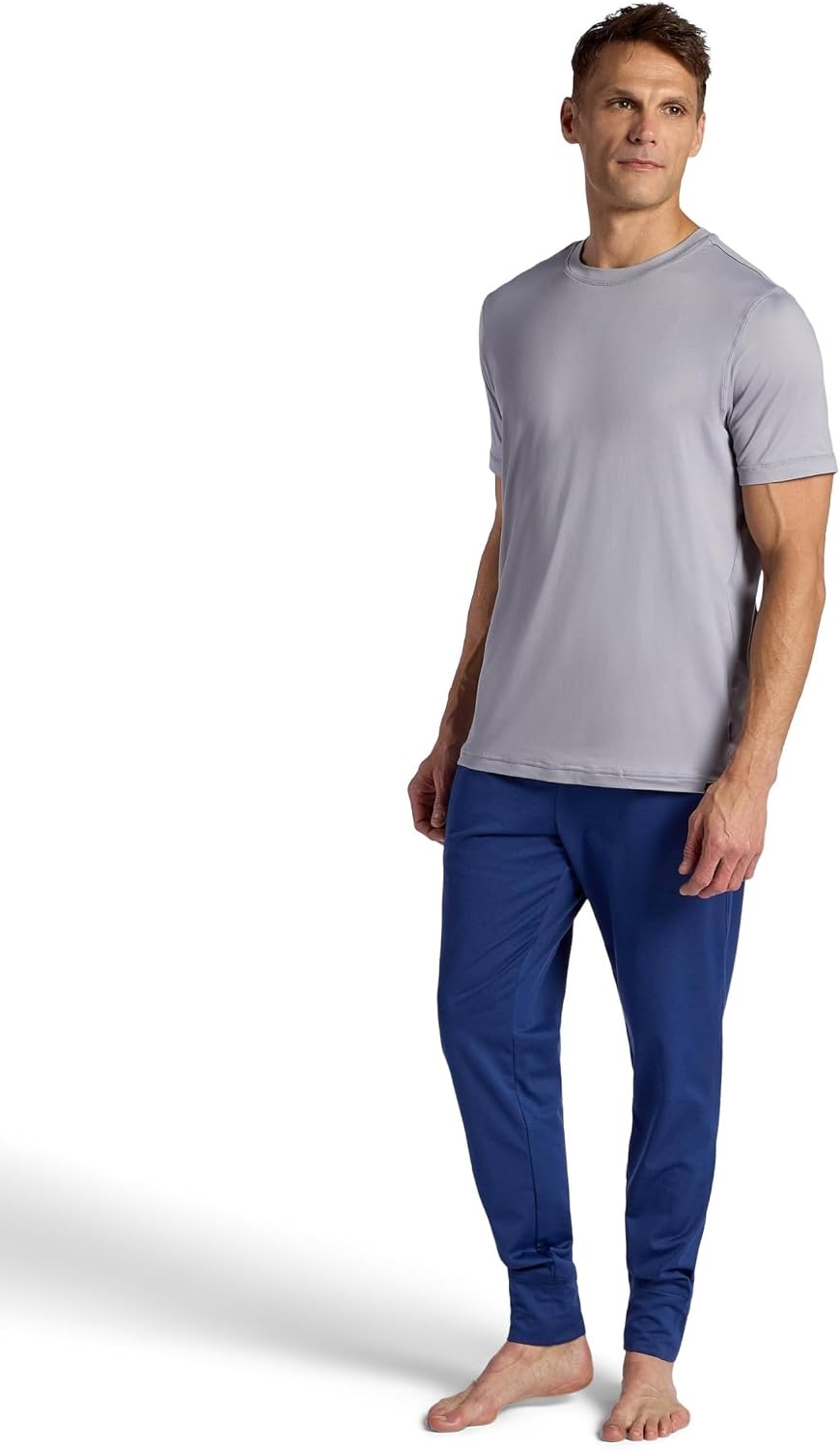 image:imageGaiam Mens Restorative Jogger Standard Fit 30 Inseam Stretch Midweight MaterialMedieval Blue Heather