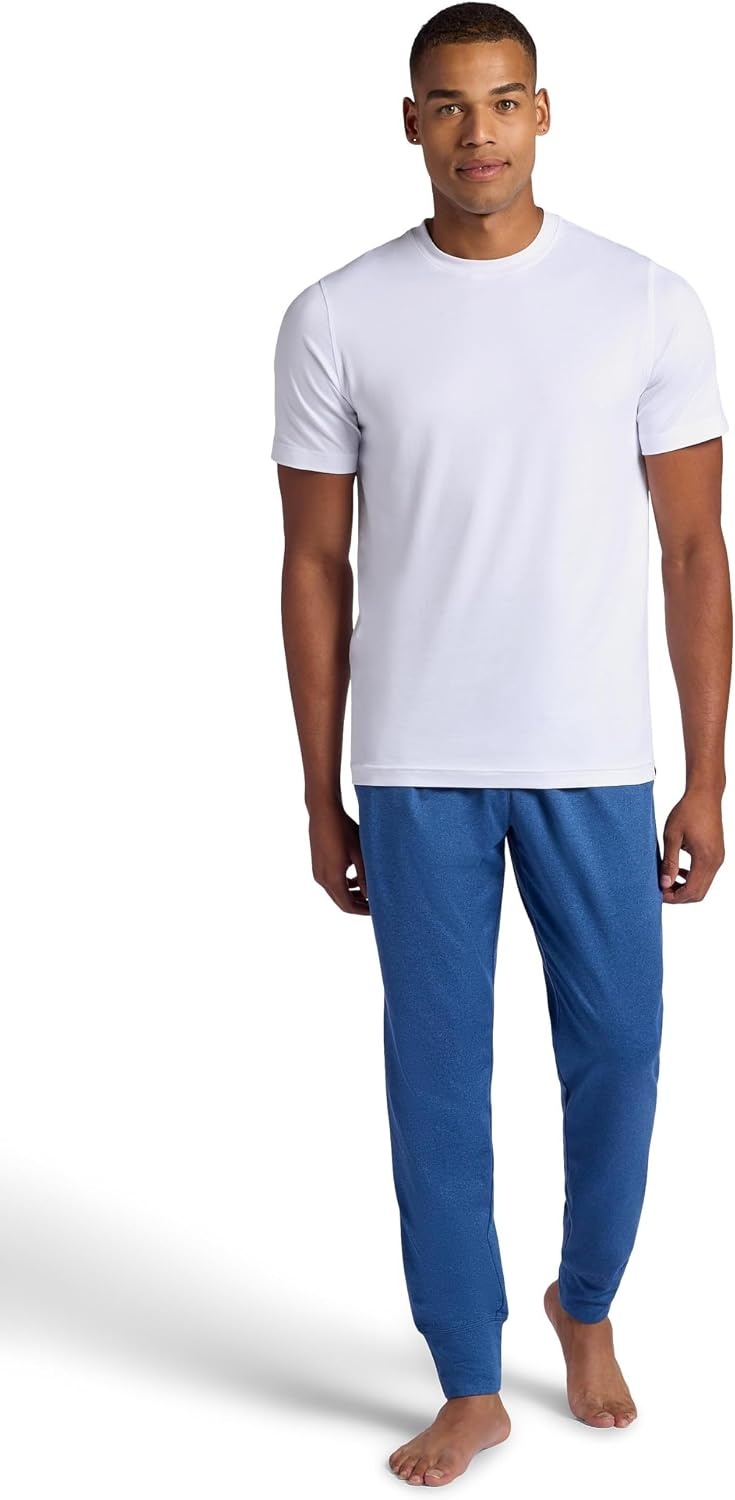 image:imageGaiam Mens Restorative Jogger Standard Fit 30 Inseam Stretch Midweight MaterialTrue Navy Heather
