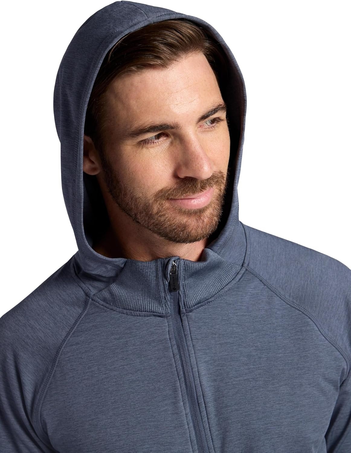 image:imageGaiam Mens Serenity Flow Long Sleeve Cowl Neck Quarterzip Hoodie Standard Fit Stretch Midweight MaterialCool Grey Heather