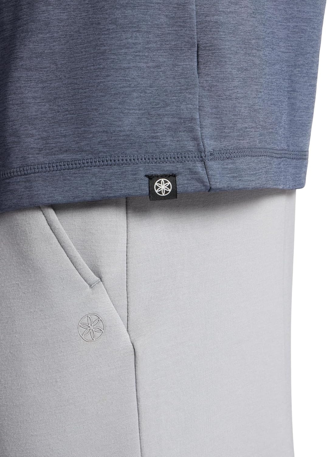image:imageGaiam Mens Serenity Flow Long Sleeve Cowl Neck Quarterzip Hoodie Standard Fit Stretch Midweight MaterialCool Grey Heather