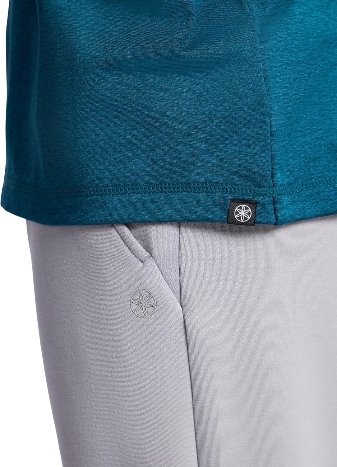 image:imageGaiam Mens Serenity Flow Long Sleeve Cowl Neck Quarterzip Hoodie Standard Fit Stretch Midweight MaterialSubmerged Heather