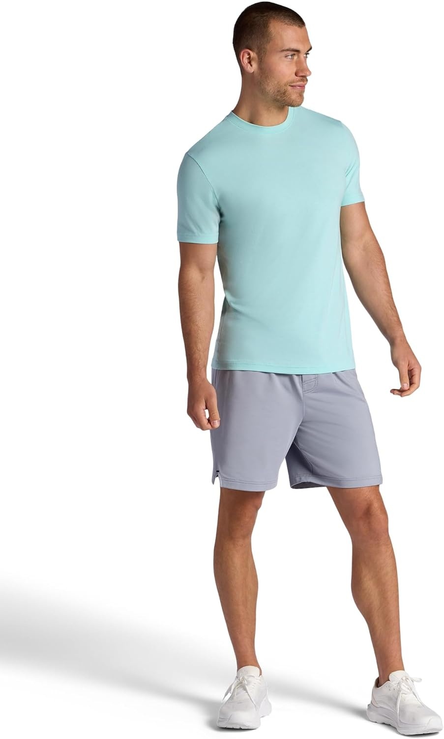 image:imageGaiam Mens Stretch Tech TShirt Standard Fit Stretch Midweight Performance MaterialPastel Turq