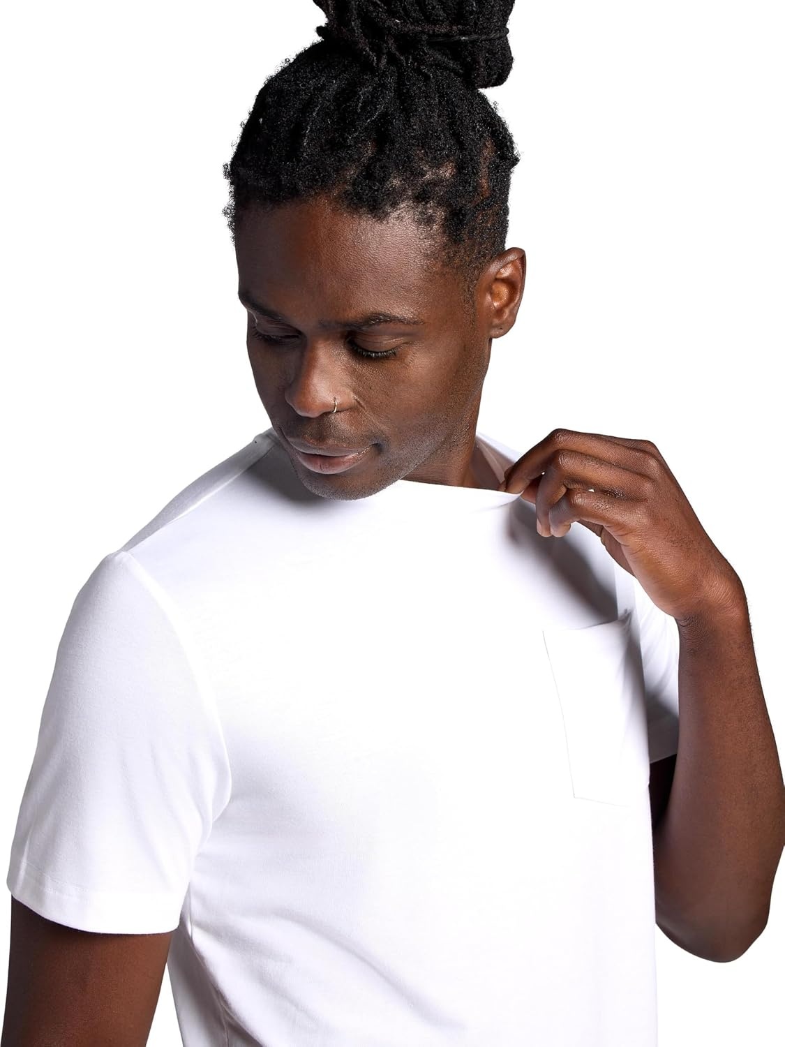 image:imageGaiam Mens Stretch Tech TShirt with Pocket Standard Fit Stretch Midweight MaterialStark White