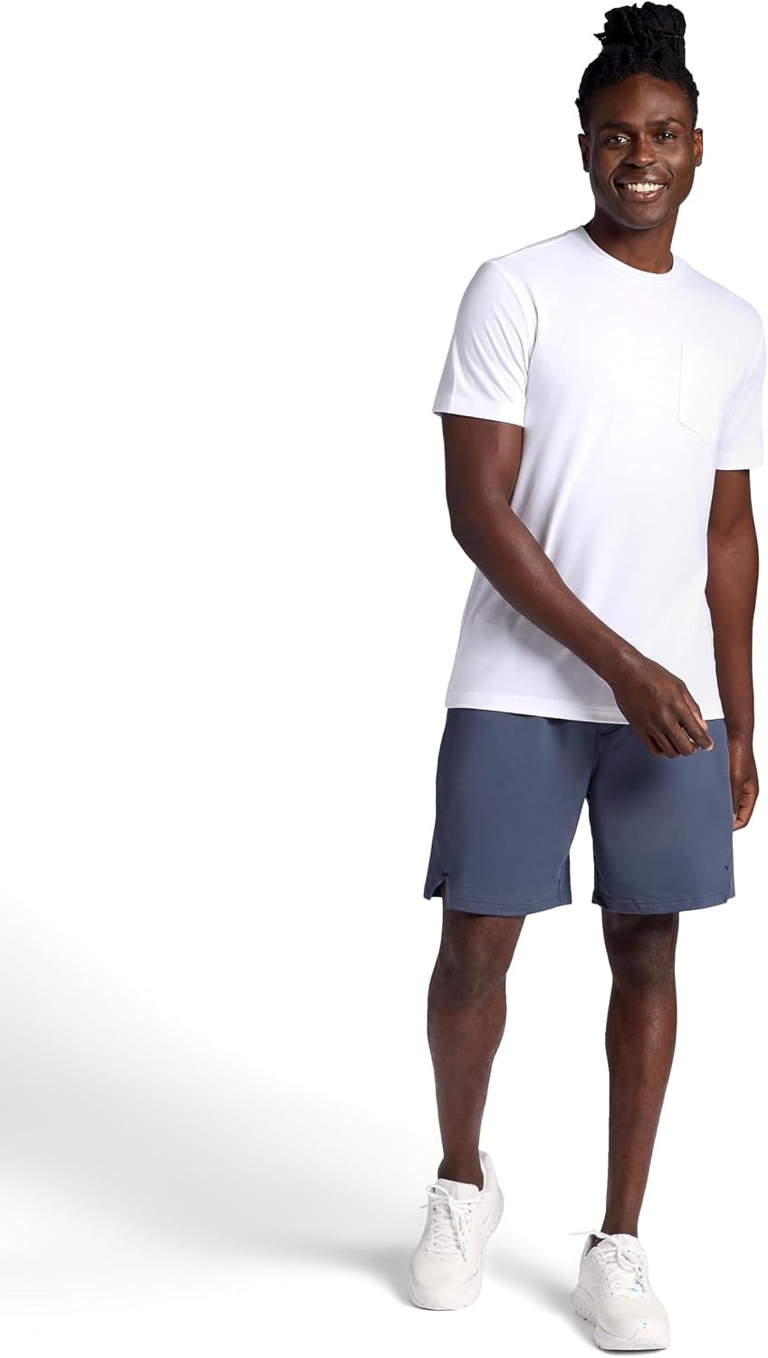 image:imageGaiam Mens Stretch Tech TShirt with Pocket Standard Fit Stretch Midweight MaterialStark White