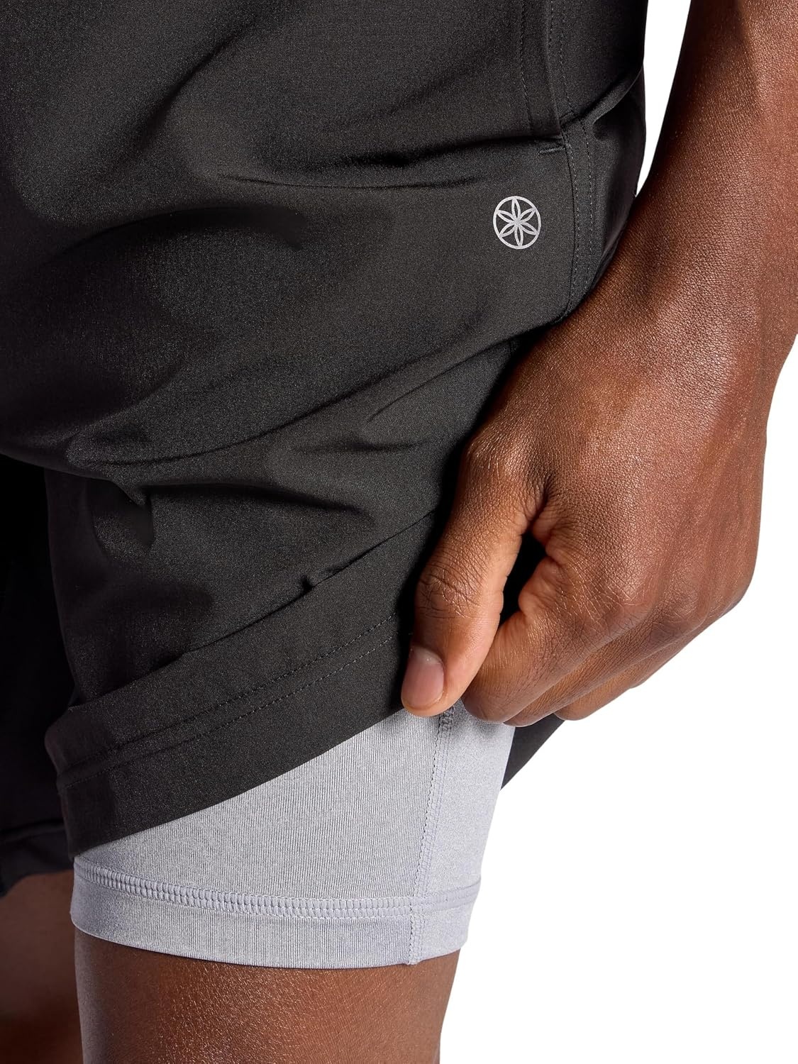 image:imageGaiam Mens Upside 7 Short with Liner Standard Fit Stretch Lightweight Material MoistureWickingBlack