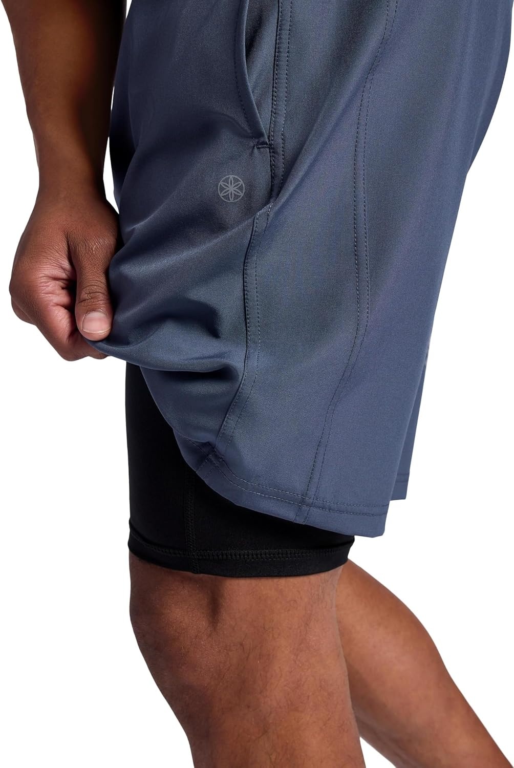 image:imageGaiam Mens Upside 7 Short with Liner Standard Fit Stretch Lightweight Material MoistureWickingCool Grey