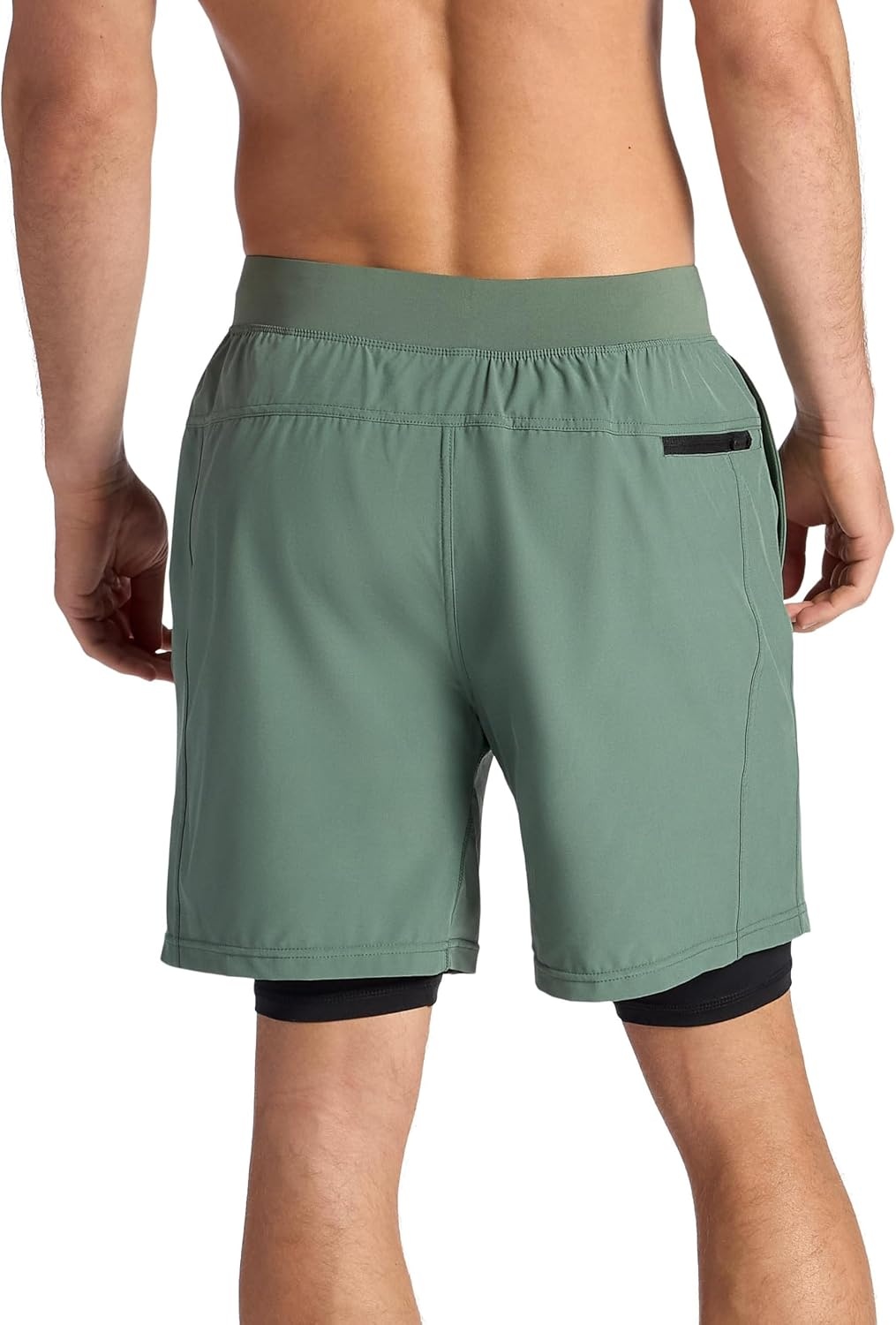 image:imageGaiam Mens Upside 7 Short with Liner Standard Fit Stretch Lightweight Material MoistureWickingDuck Green