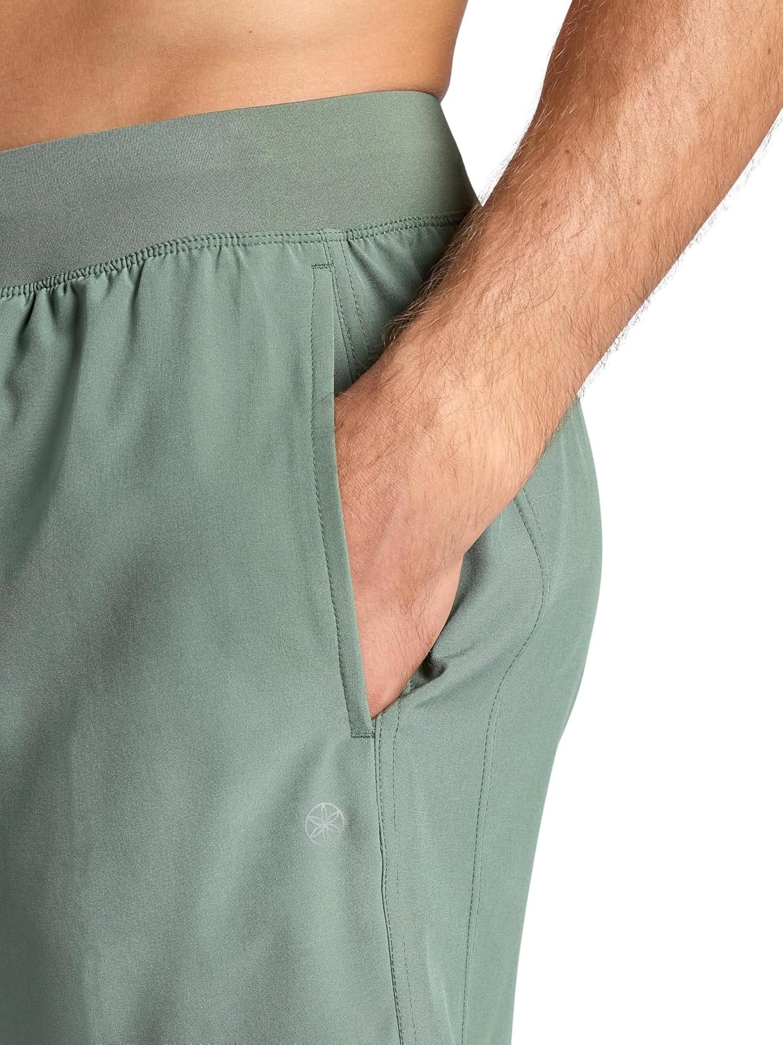 image:imageGaiam Mens Upside 7 Short with Liner Standard Fit Stretch Lightweight Material MoistureWickingDuck Green
