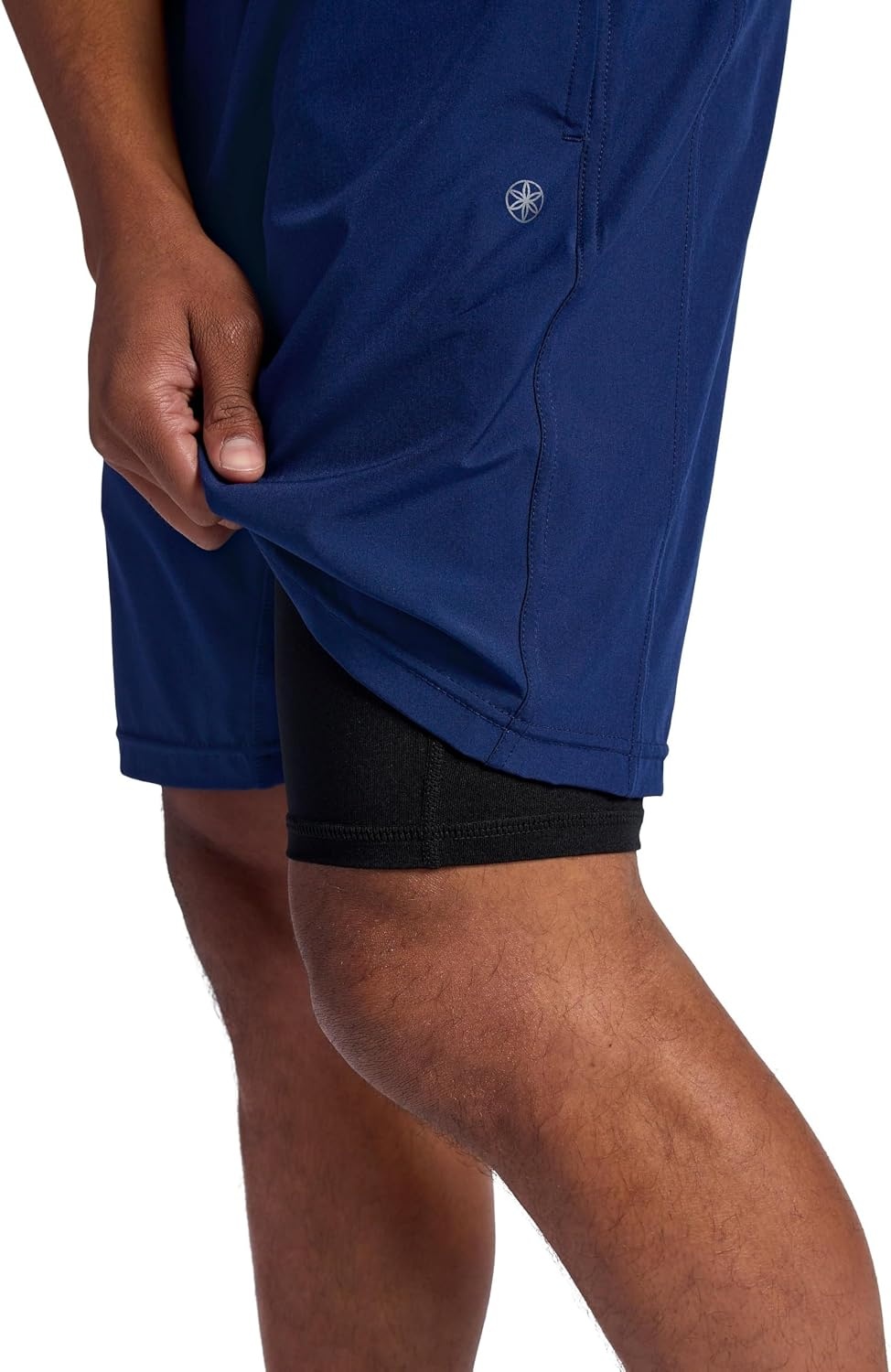 image:imageGaiam Mens Upside 7 Short with Liner Standard Fit Stretch Lightweight Material MoistureWickingMedieval Blue