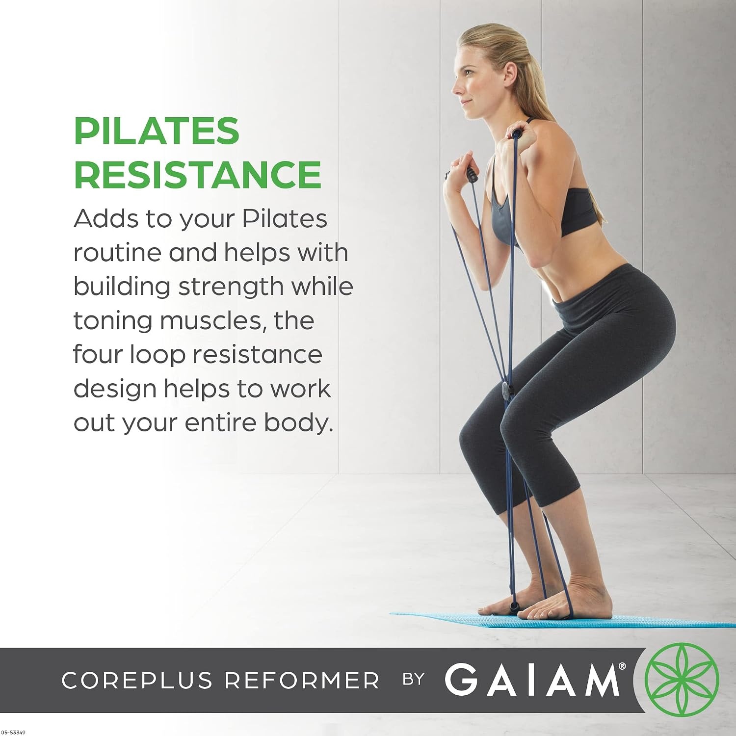 image:imageGaiam Pilates Coreplus Reformer Resistance Band Kit Home Fitness Equipment for Total Body Workout Helps to Target Muscles Tone and Build Resistance Comfort Grips Includes Digital Workout1 EA