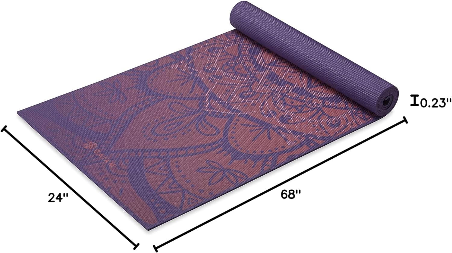 image:imageGaiam Premium Yoga Mat 6mm Thick Print Mat Premium 6mm thick cushioning for joint support Nonslip print design for yoga Pilates amp floor workoutsAthenian Rose