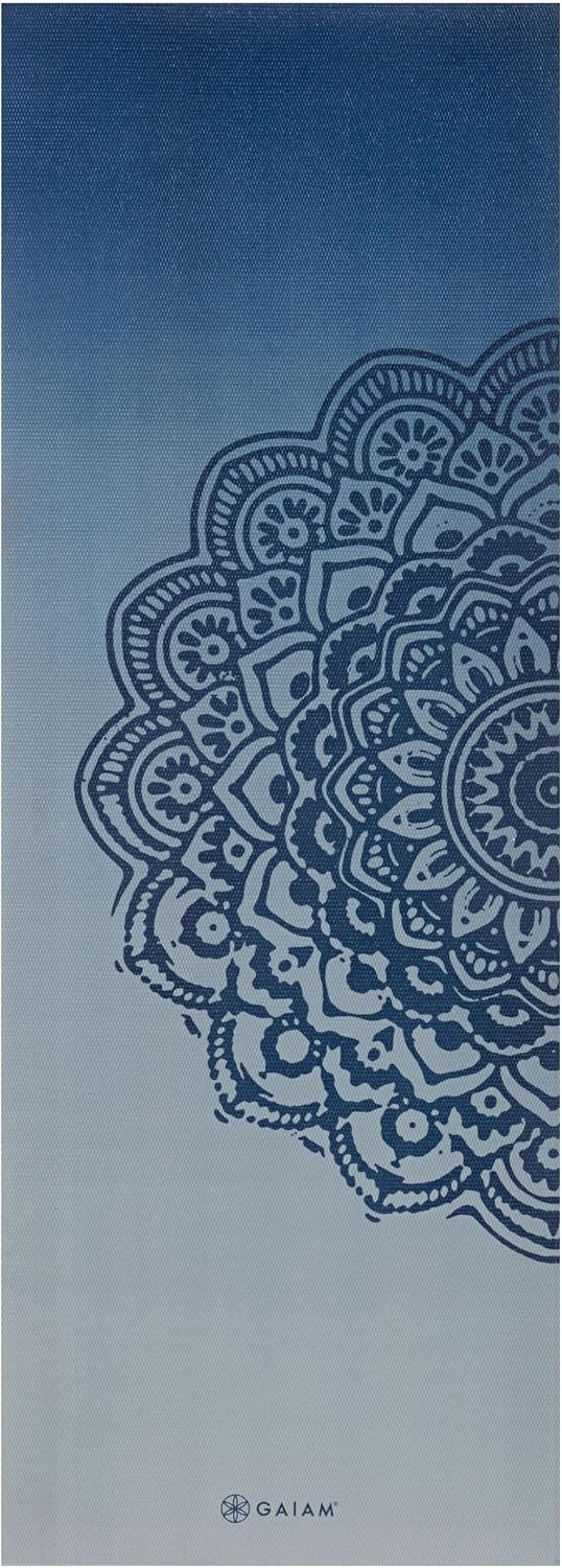 image:imageGaiam Premium Yoga Mat 6mm Thick Print Mat Premium 6mm thick cushioning for joint support Nonslip print design for yoga Pilates amp floor workoutsIndigo Fade