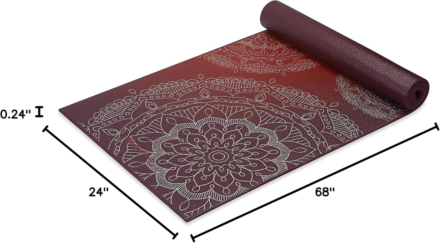 image:imageGaiam Premium Yoga Mat 6mm Thick Print Mat Premium 6mm thick cushioning for joint support Nonslip print design for yoga Pilates amp floor workoutsMetallic Sunset