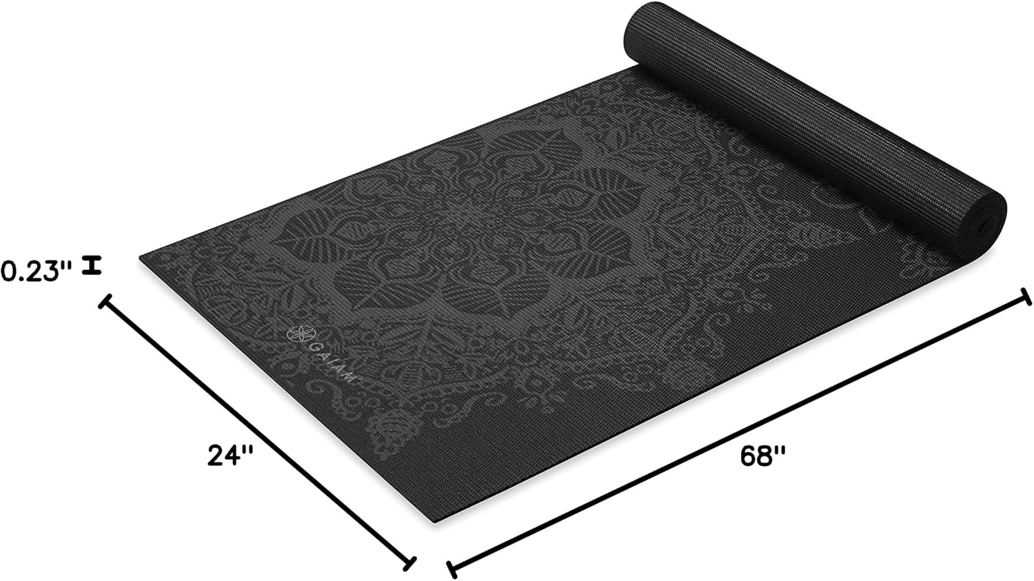image:imageGaiam Premium Yoga Mat 6mm Thick Print Mat Premium 6mm thick cushioning for joint support Nonslip print design for yoga Pilates amp floor workoutsMidnight Mandala