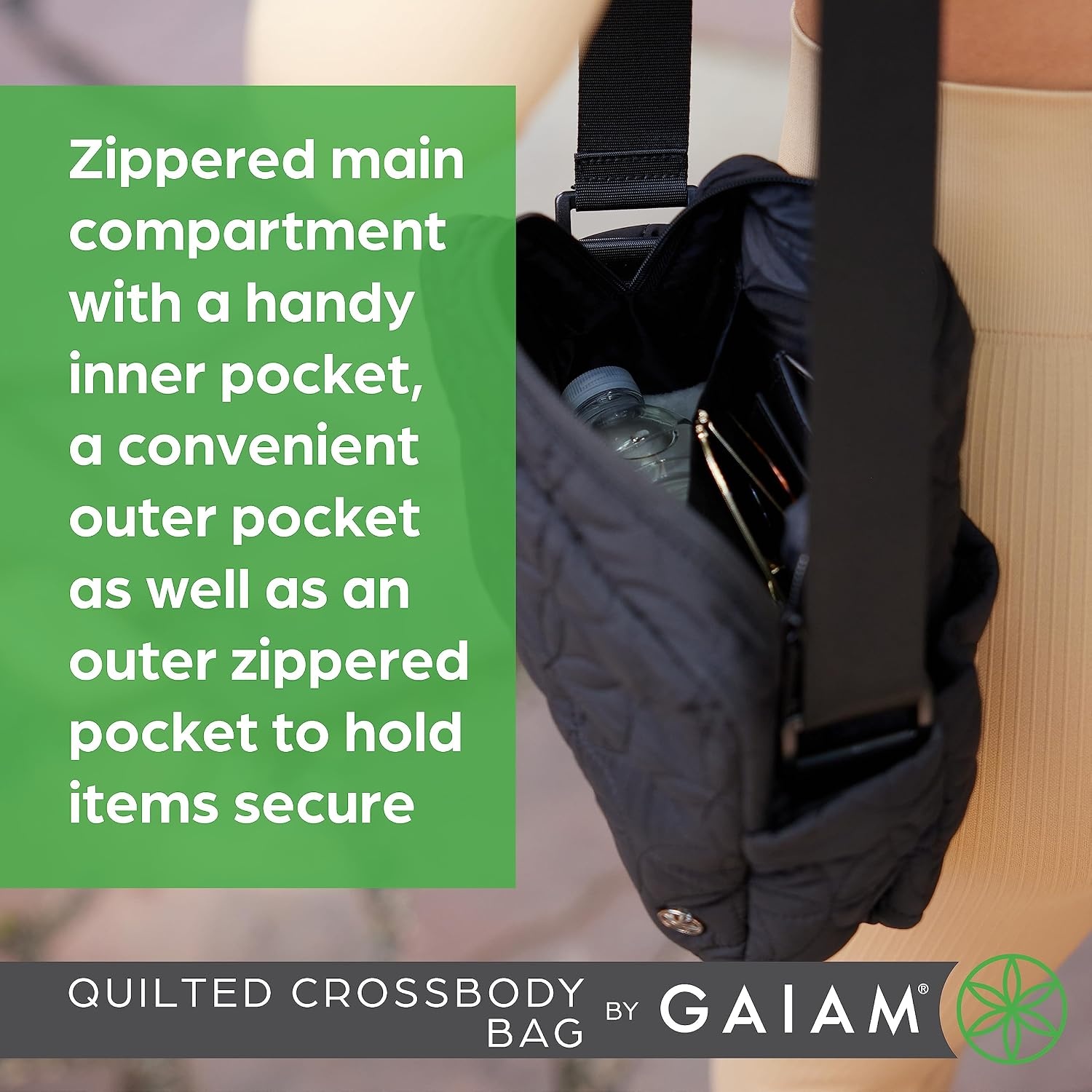 image:imageGaiam Quilted Crossbody BagOlive