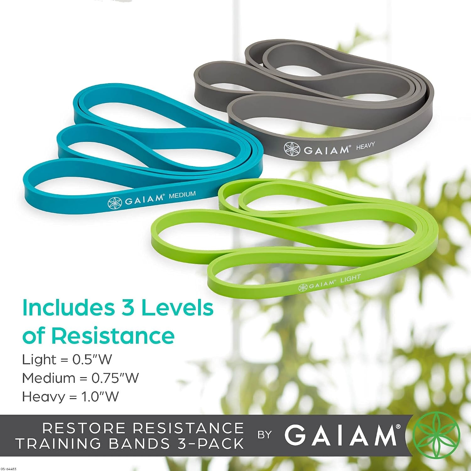 image:imageGaiam Restore Resistance Training Workout Pull Up Bands 3 Pack ExtraStrong Durable Progressive Resistance Exercise Loop Cords for Assisted Pull Ups and Strength Bands Training