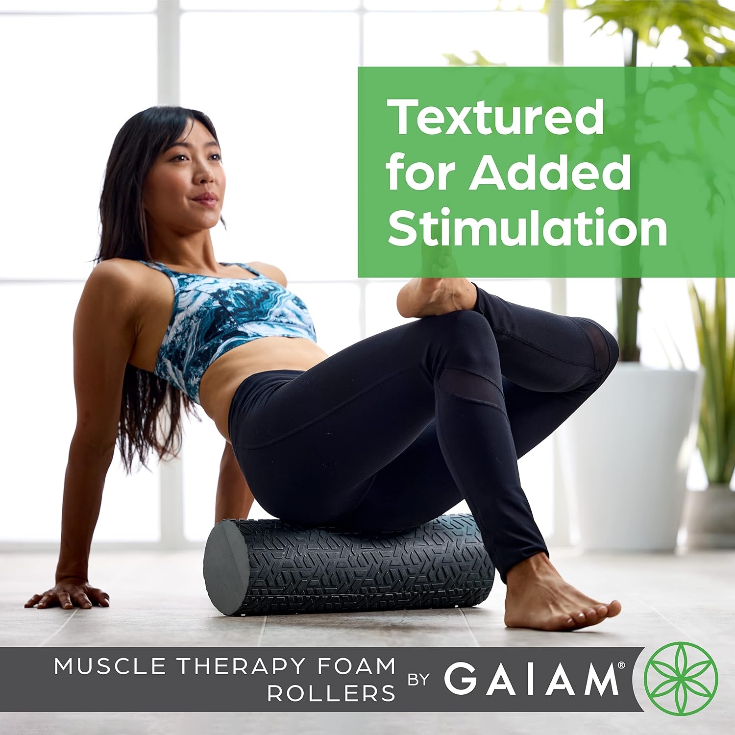 image:imageGaiam Restore Textured Foam Roller Deep Tissue 18 HighDensity EVA Foam Deep Tissue Massage Pre amp PostWorkout Muscle Recovery Multiple Sizes Home amp Gym