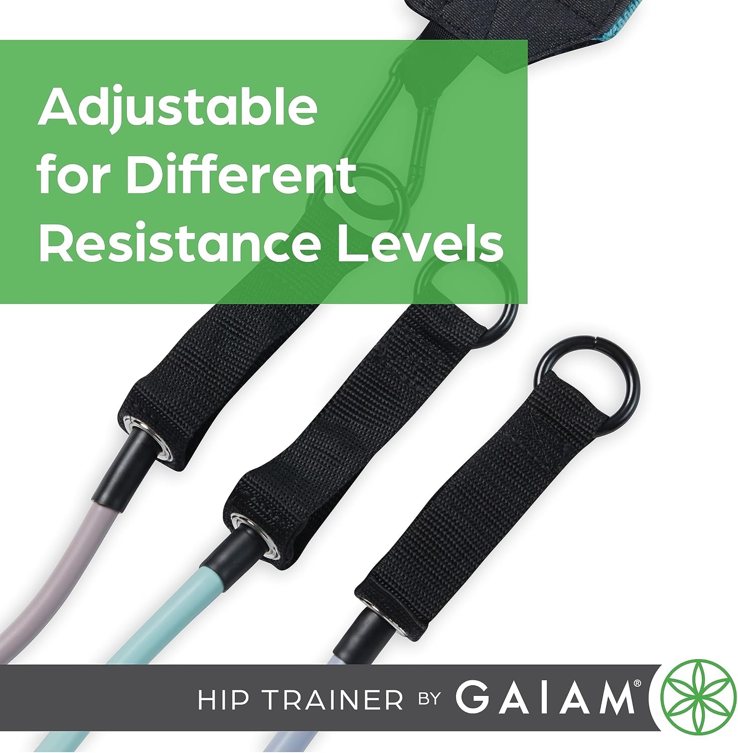 image:imageGaiam Squat Band amp Hip Trainer Set Fabric Resistance Band with 3 Adjustable Resistance Tubes Home Gym Equipment to Exercise Thigh Leg Hip Glute Booty amp Core Home Gym amp Travel Workout Bands