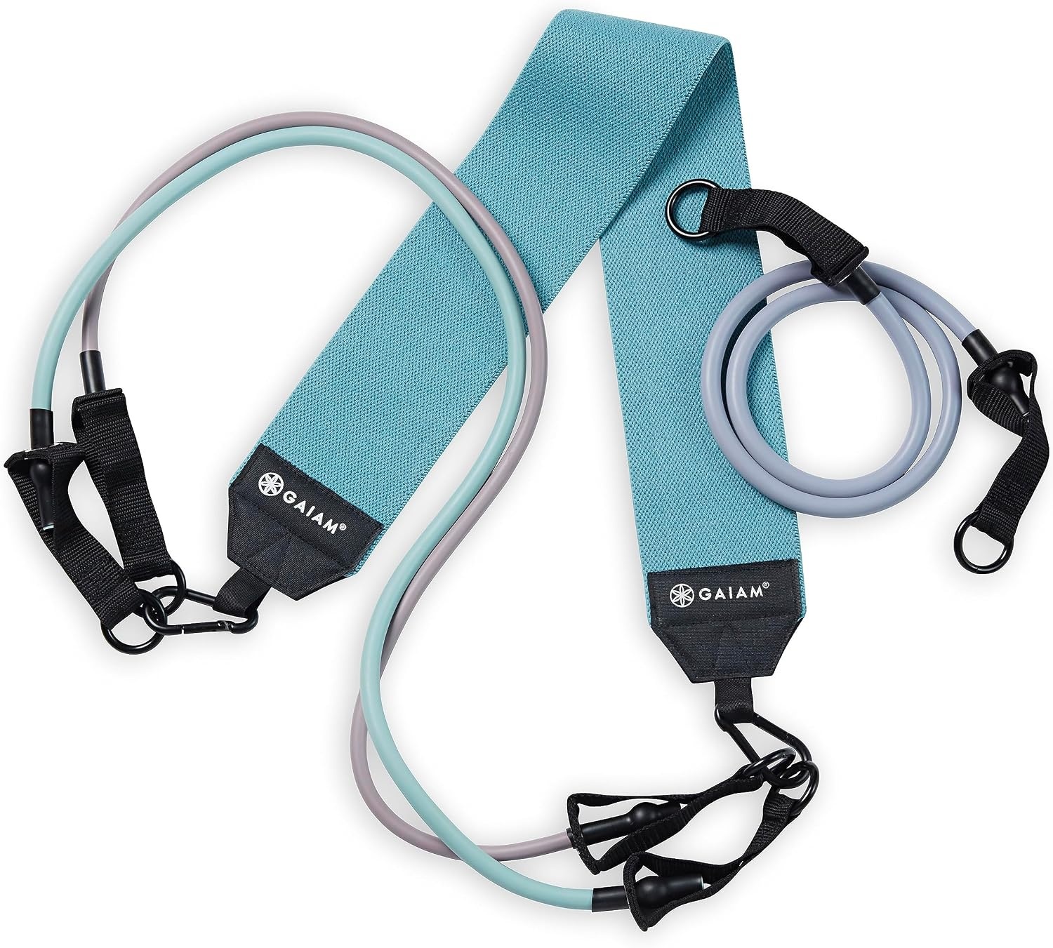 image:imageGaiam Squat Band amp Hip Trainer Set Fabric Resistance Band with 3 Adjustable Resistance Tubes Home Gym Equipment to Exercise Thigh Leg Hip Glute Booty amp Core Home Gym amp Travel Workout Bands