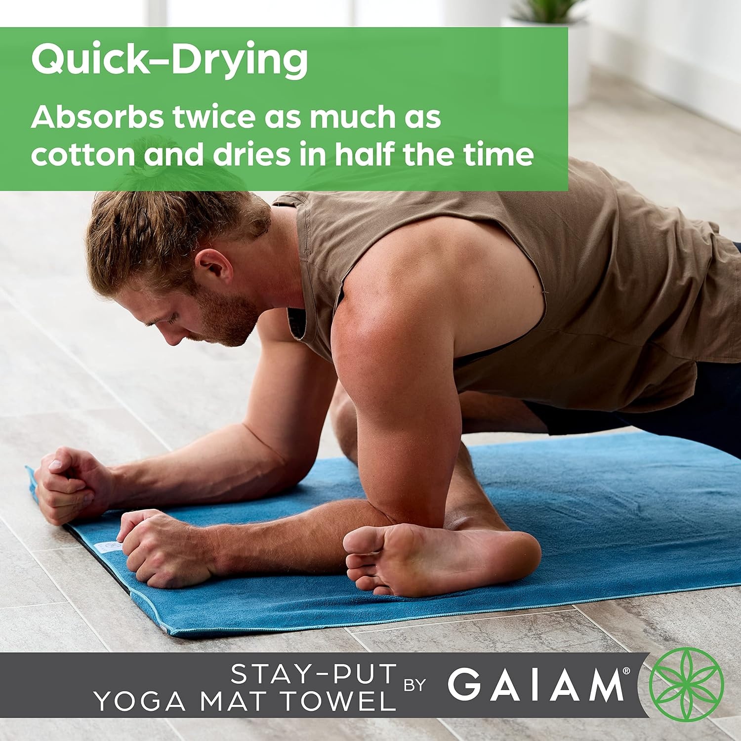 image:imageGaiam StayPut Yoga Mat Towel NonSlip Corner Pockets Corner Pocket Anchors Microfiber NonSlip QuickDry Hot Yoga Bikram amp Pilates MatSizedGrey