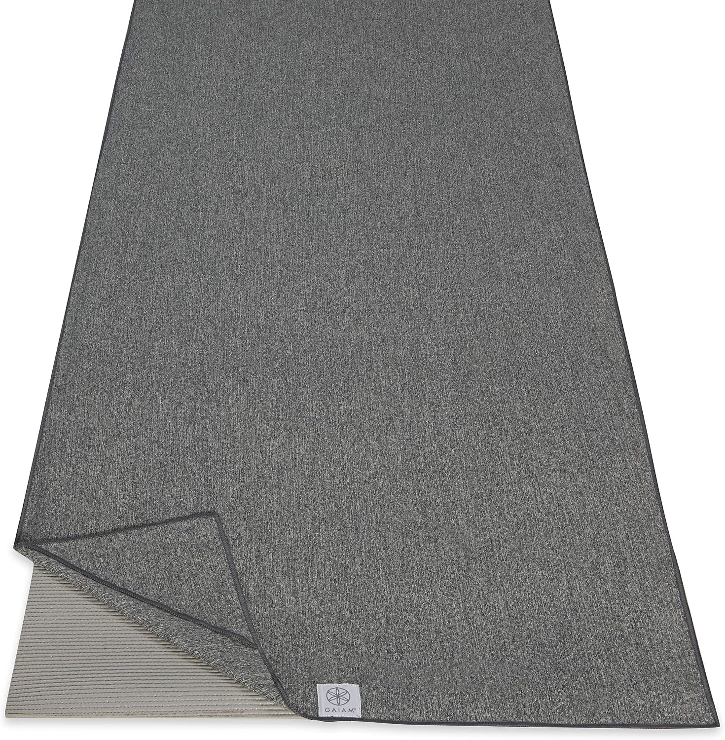 image:imageGaiam StayPut Yoga Mat Towel NonSlip Corner Pockets Corner Pocket Anchors Microfiber NonSlip QuickDry Hot Yoga Bikram amp Pilates MatSizedGrey
