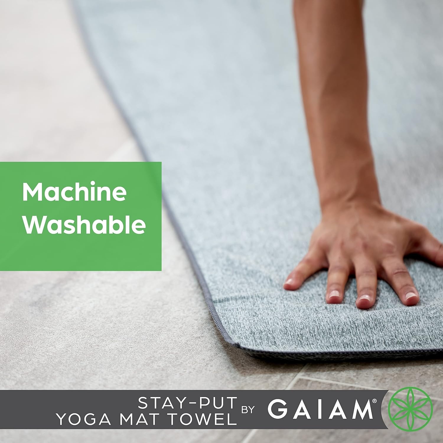 image:imageGaiam StayPut Yoga Mat Towel NonSlip Corner Pockets Corner Pocket Anchors Microfiber NonSlip QuickDry Hot Yoga Bikram amp Pilates MatSizedLake