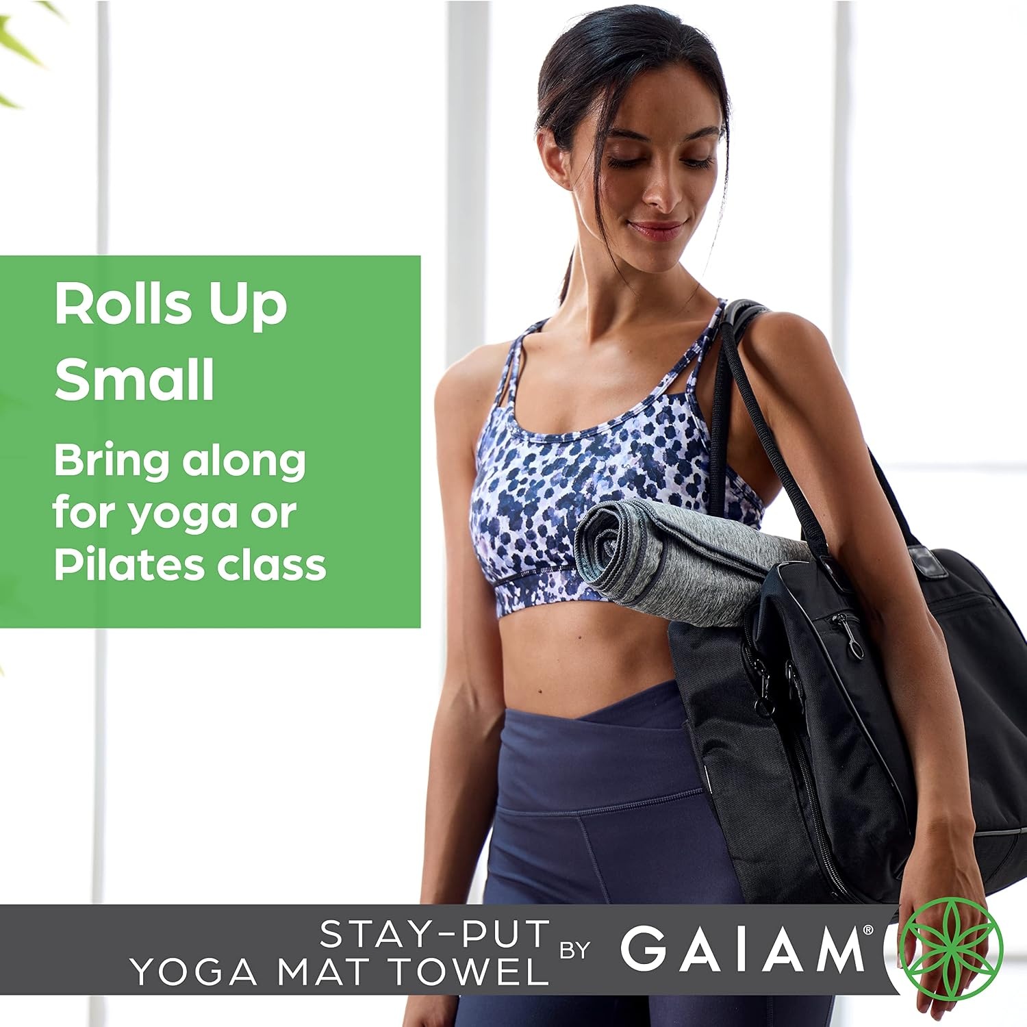 image:imageGaiam StayPut Yoga Mat Towel NonSlip Corner Pockets Corner Pocket Anchors Microfiber NonSlip QuickDry Hot Yoga Bikram amp Pilates MatSizedLake
